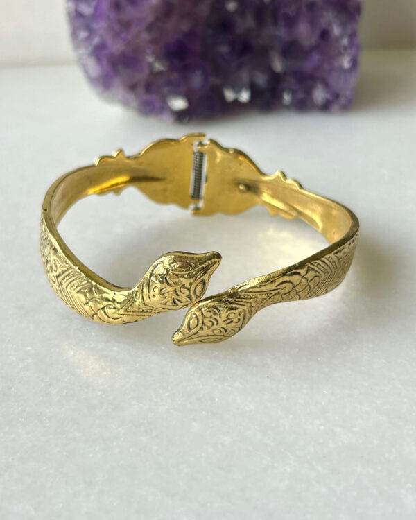 Double Snake Brass Cuff Bracelet