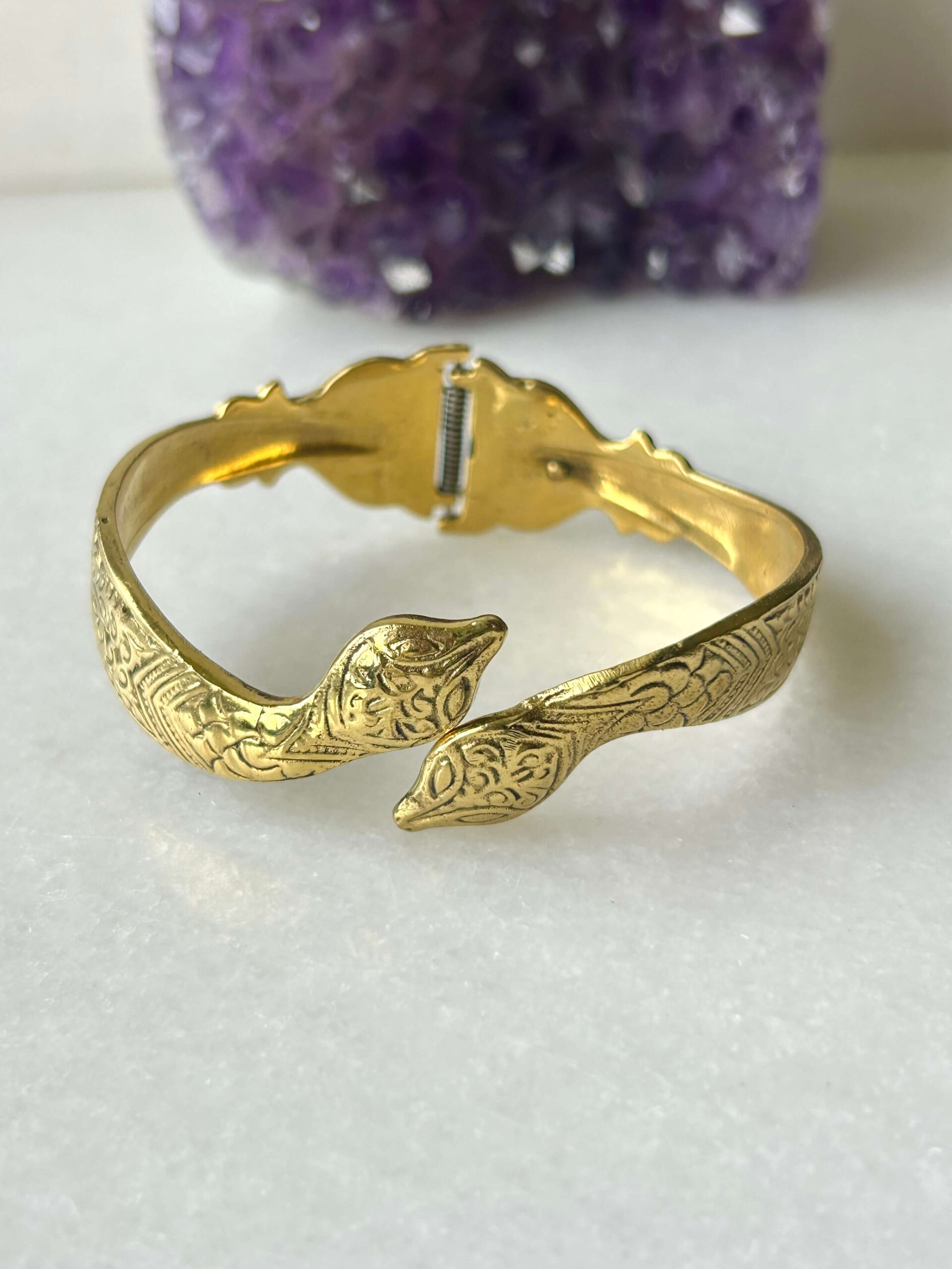 Double Snake Brass Cuff Bracelet