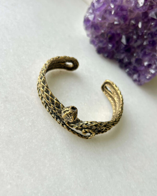Cobra Snake Brass Cuff Bracelet