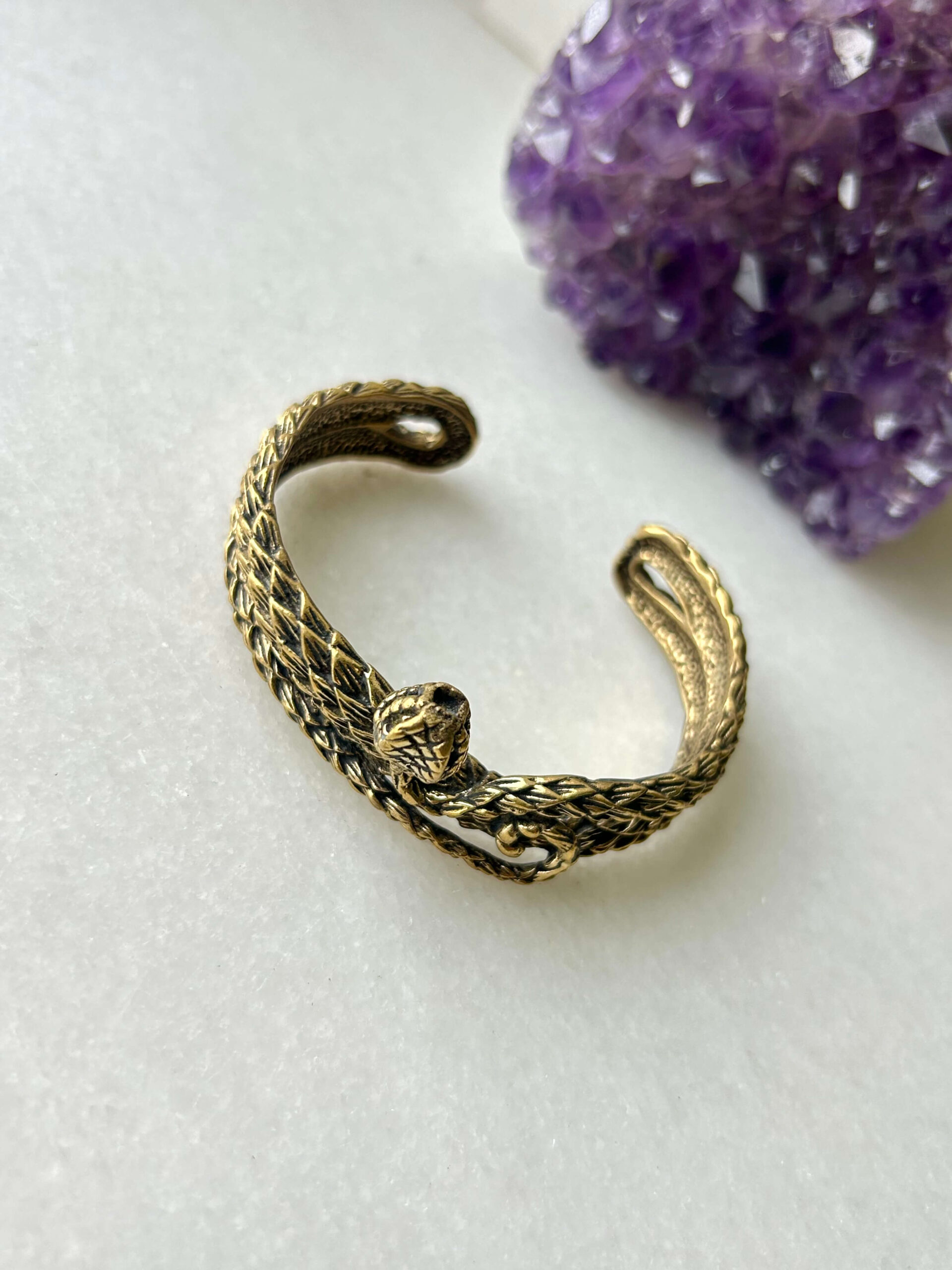 Cobra Snake Brass Cuff Bracelet