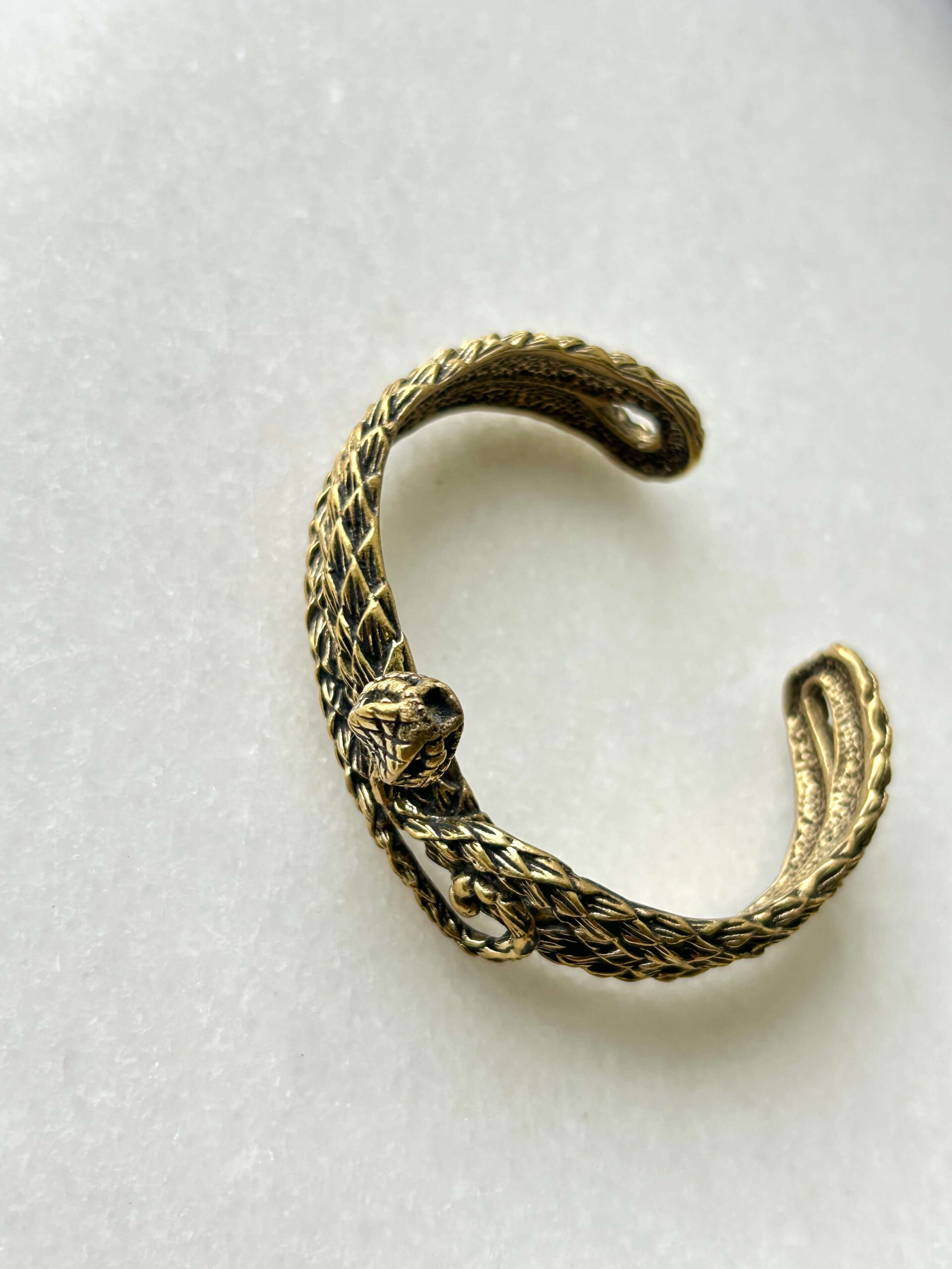 Cobra Snake Brass Cuff Bracelet - Image 2