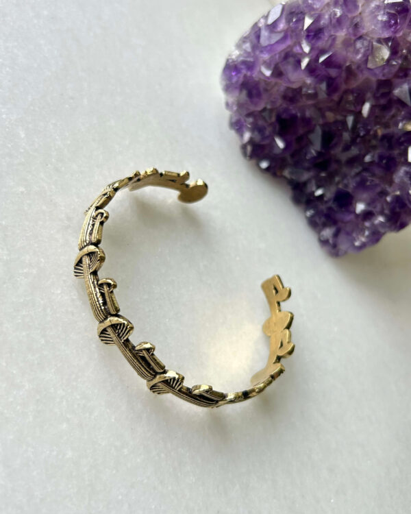 Mushroom Brass Cuff Bracelet
