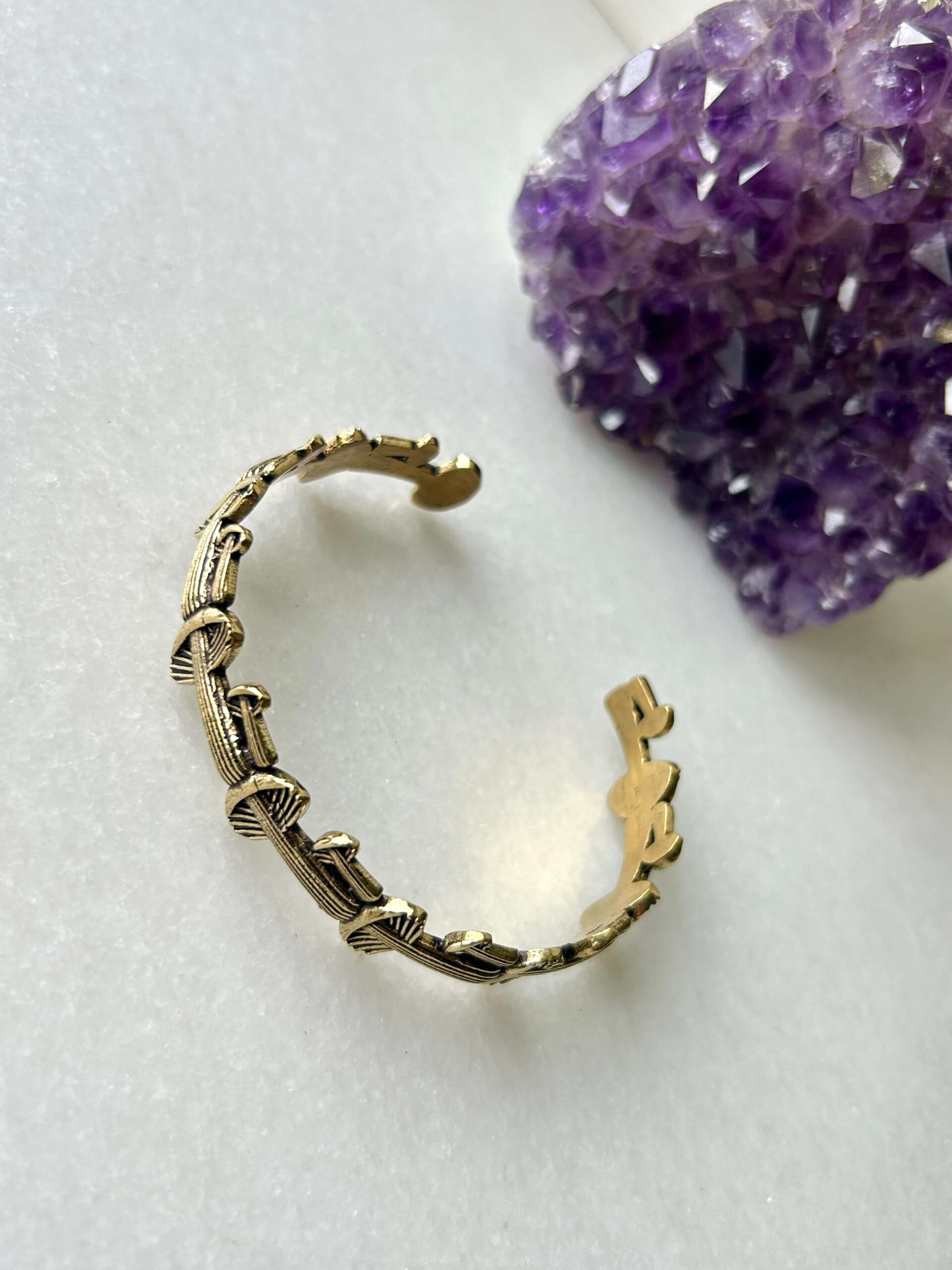 Mushroom Brass Cuff Bracelet