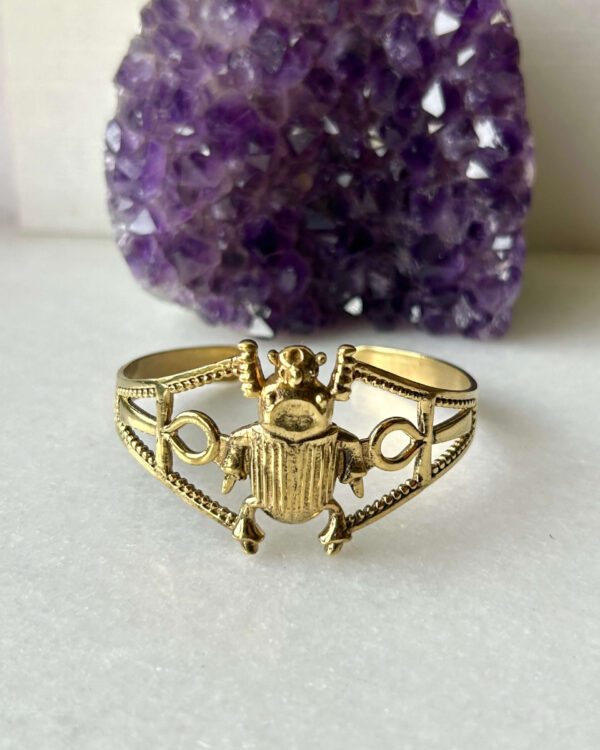 Scarab Beetle Brass Cuff Bracelet
