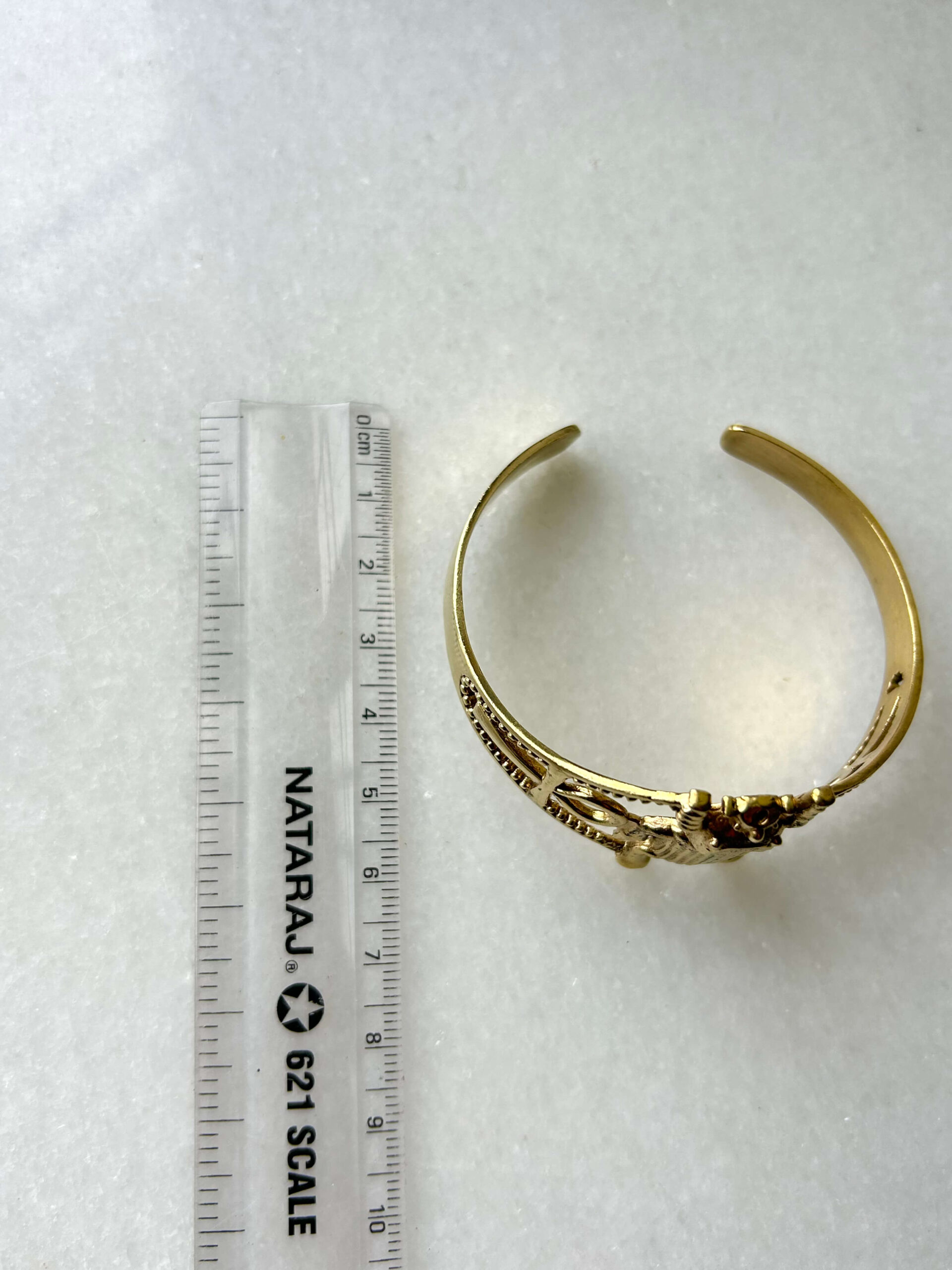 Scarab Beetle Brass Cuff Bracelet - Image 3