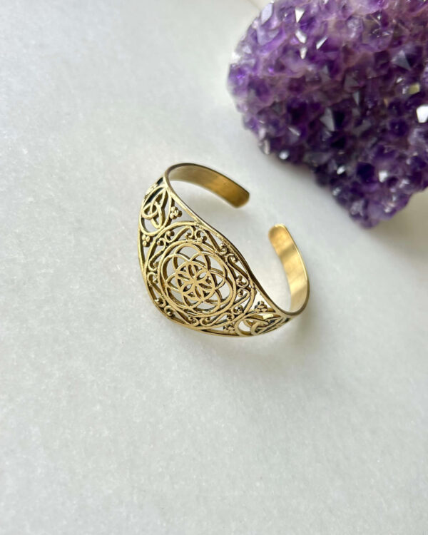 Mandala Brass Cuff Bracelet