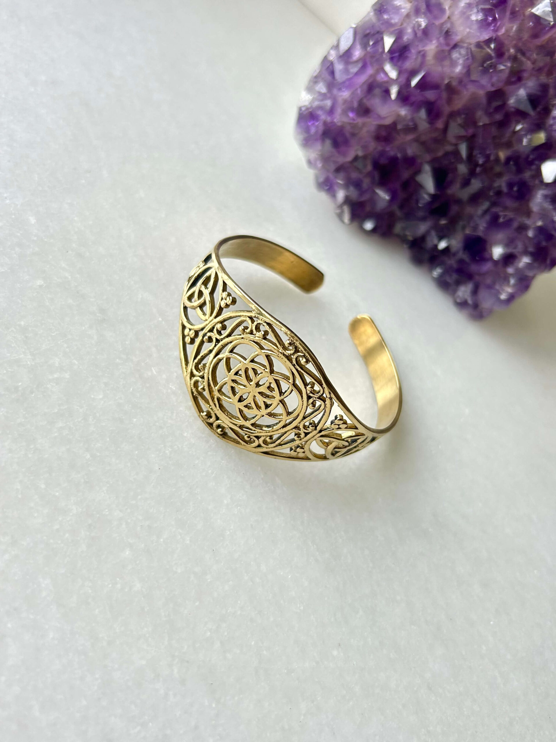 Mandala Brass Cuff Bracelet