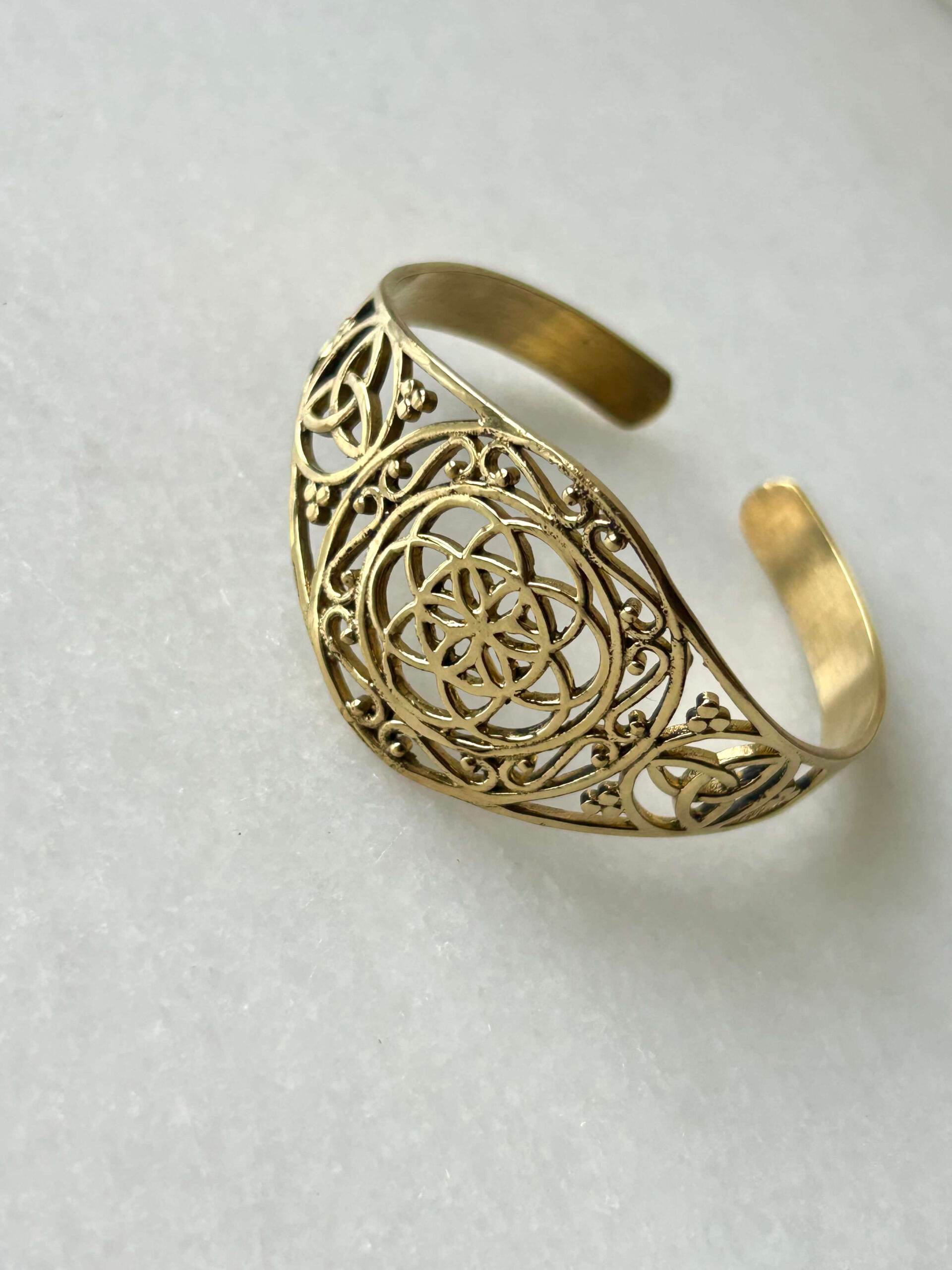 Mandala Brass Cuff Bracelet - Image 2