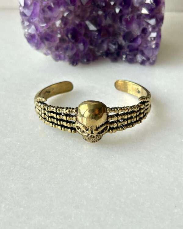 Winged Scarab Brass Cuff Bracelet