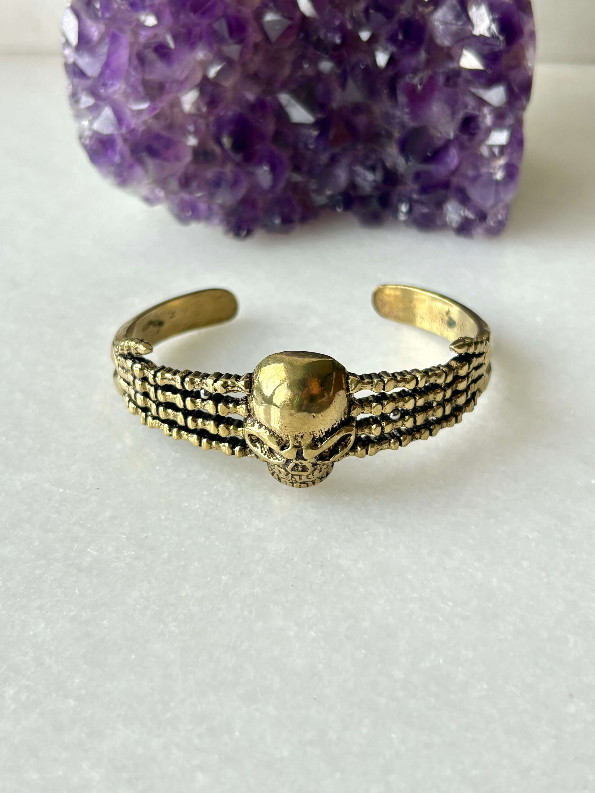 Winged Scarab Brass Cuff Bracelet
