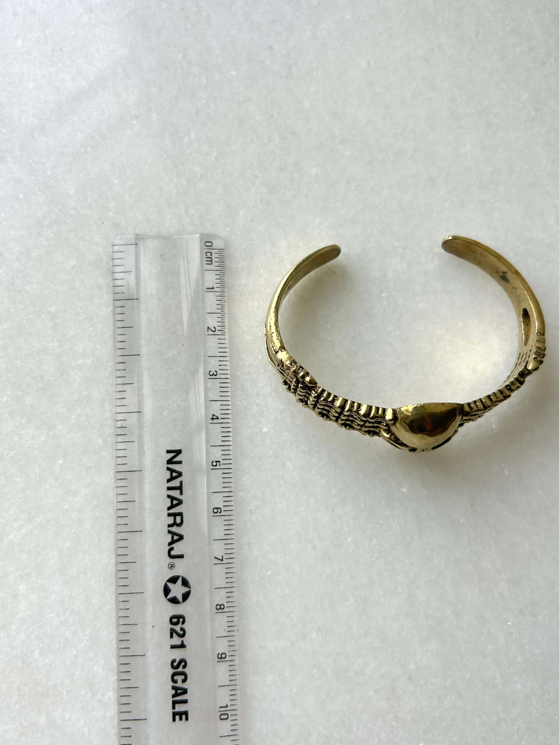 Winged Scarab Brass Cuff Bracelet - Image 3