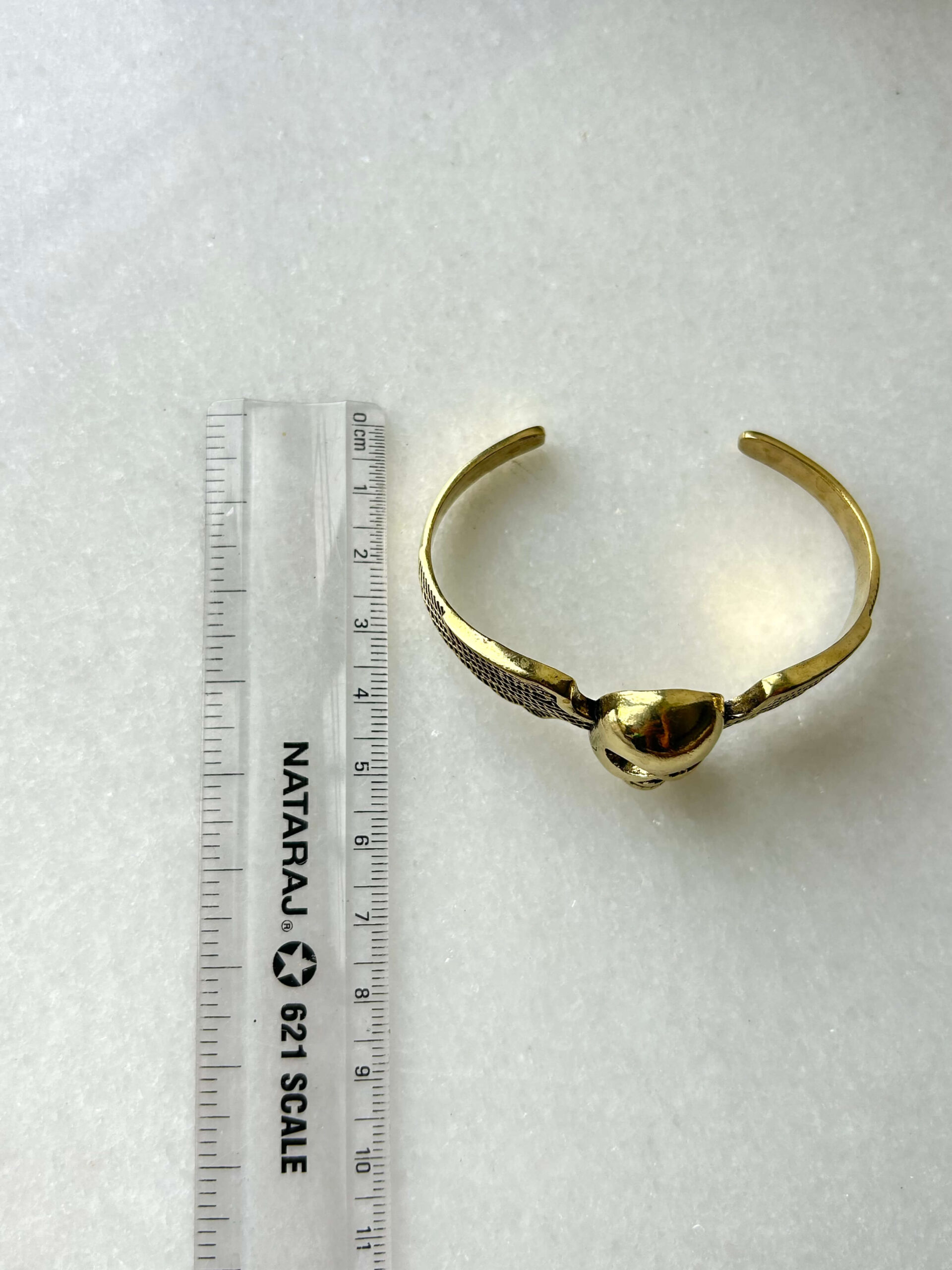 Winged Skull Brass Cuff Bracelet - Image 3