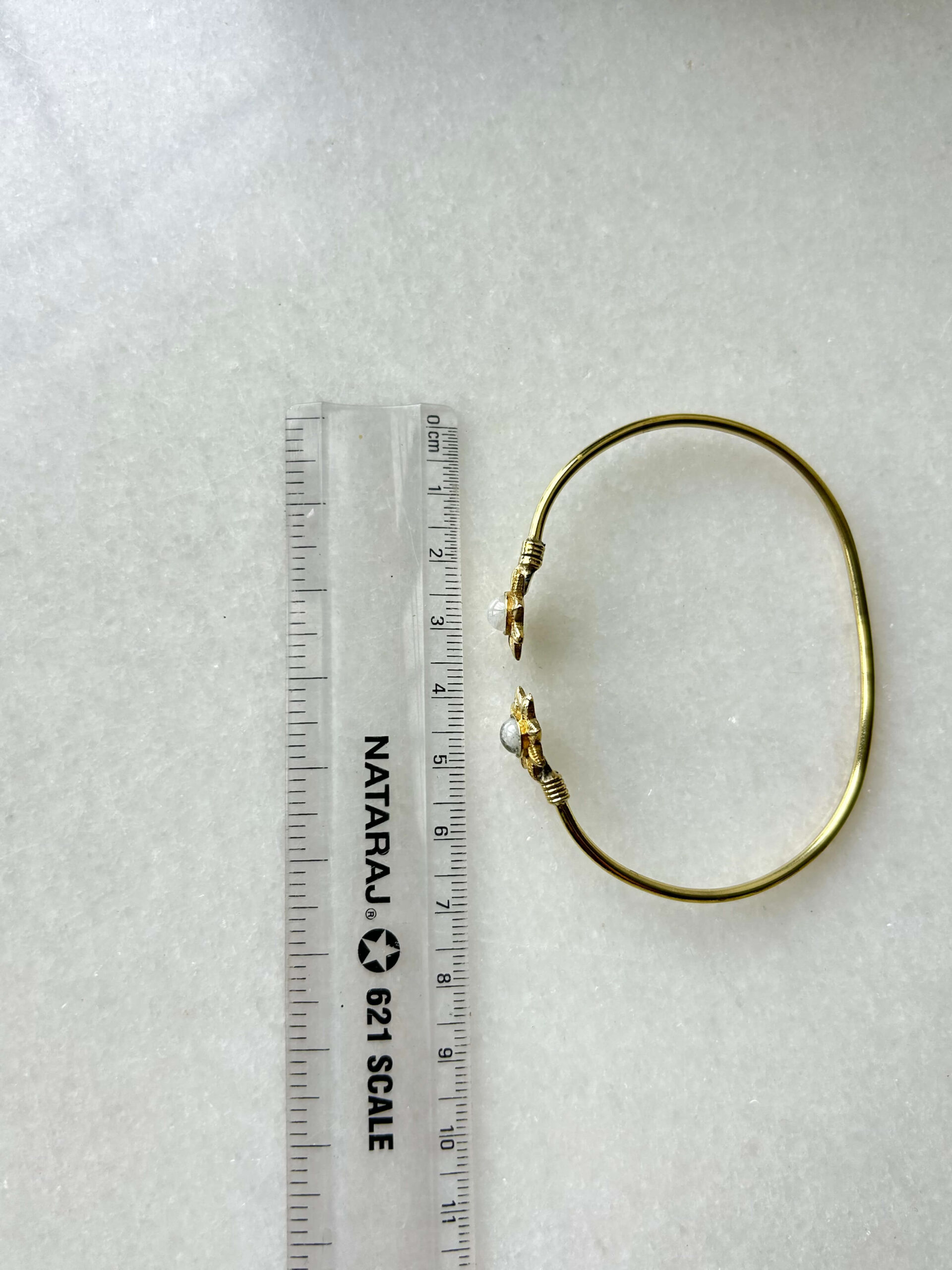 Sunflower Brass Cuff Bracelet With Moonstones - Image 3