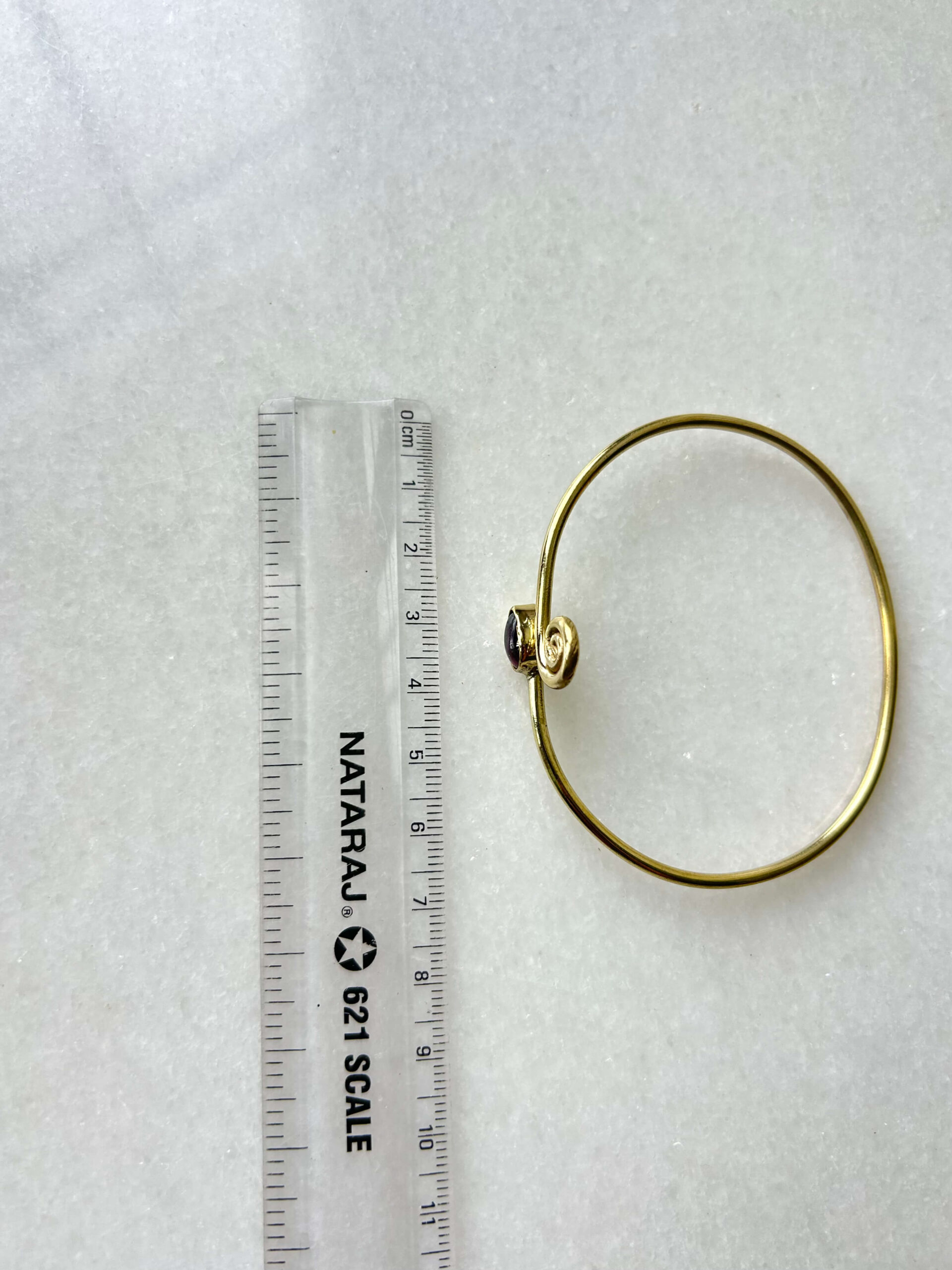 Spiral Brass Cuff Bracelet With Natural Stones - Image 3