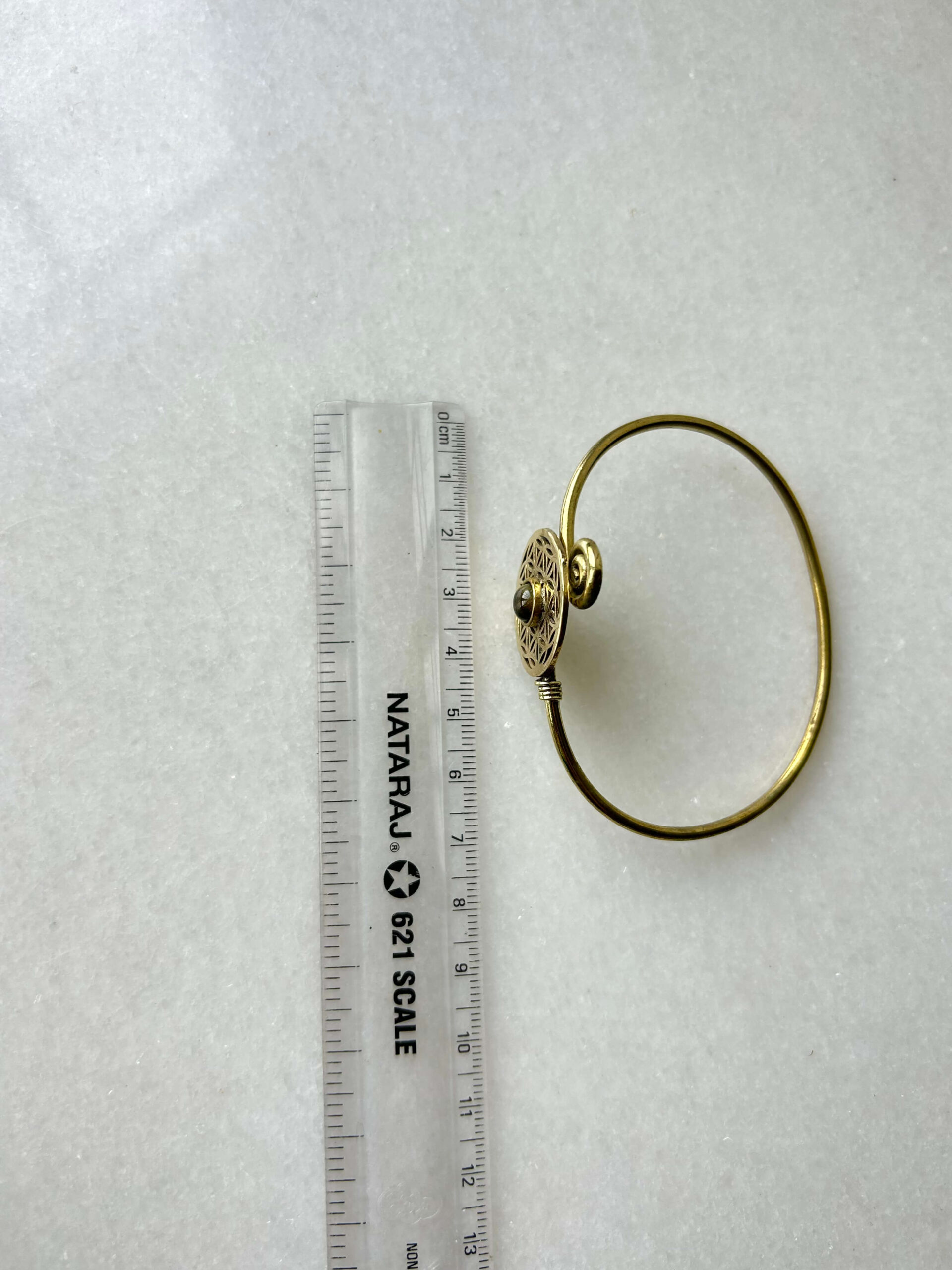 Circle of Life Brass Cuff Bracelet With Stone - Image 3