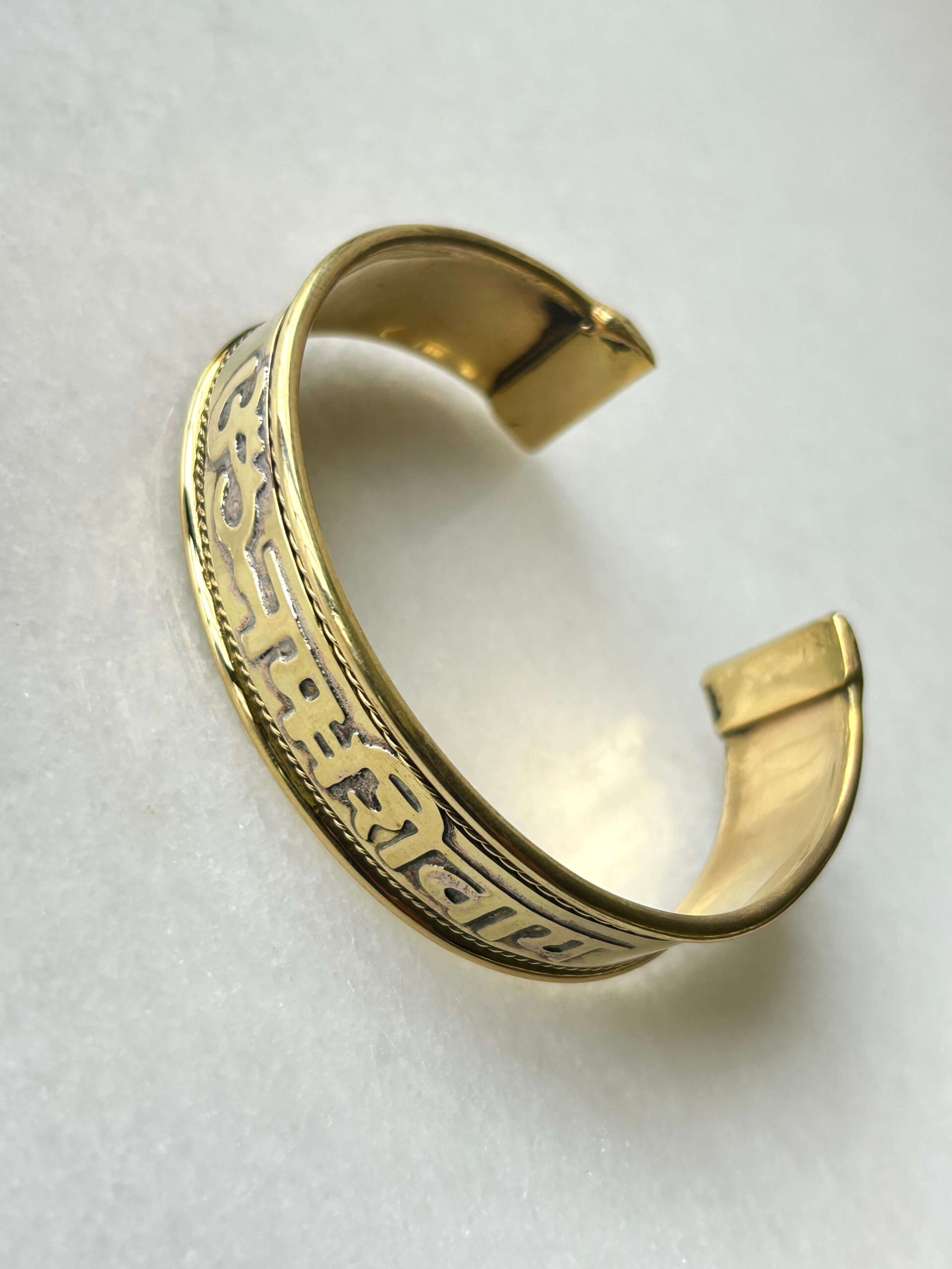 Mantra Engraved Brass Cuff Bracelet - Image 2
