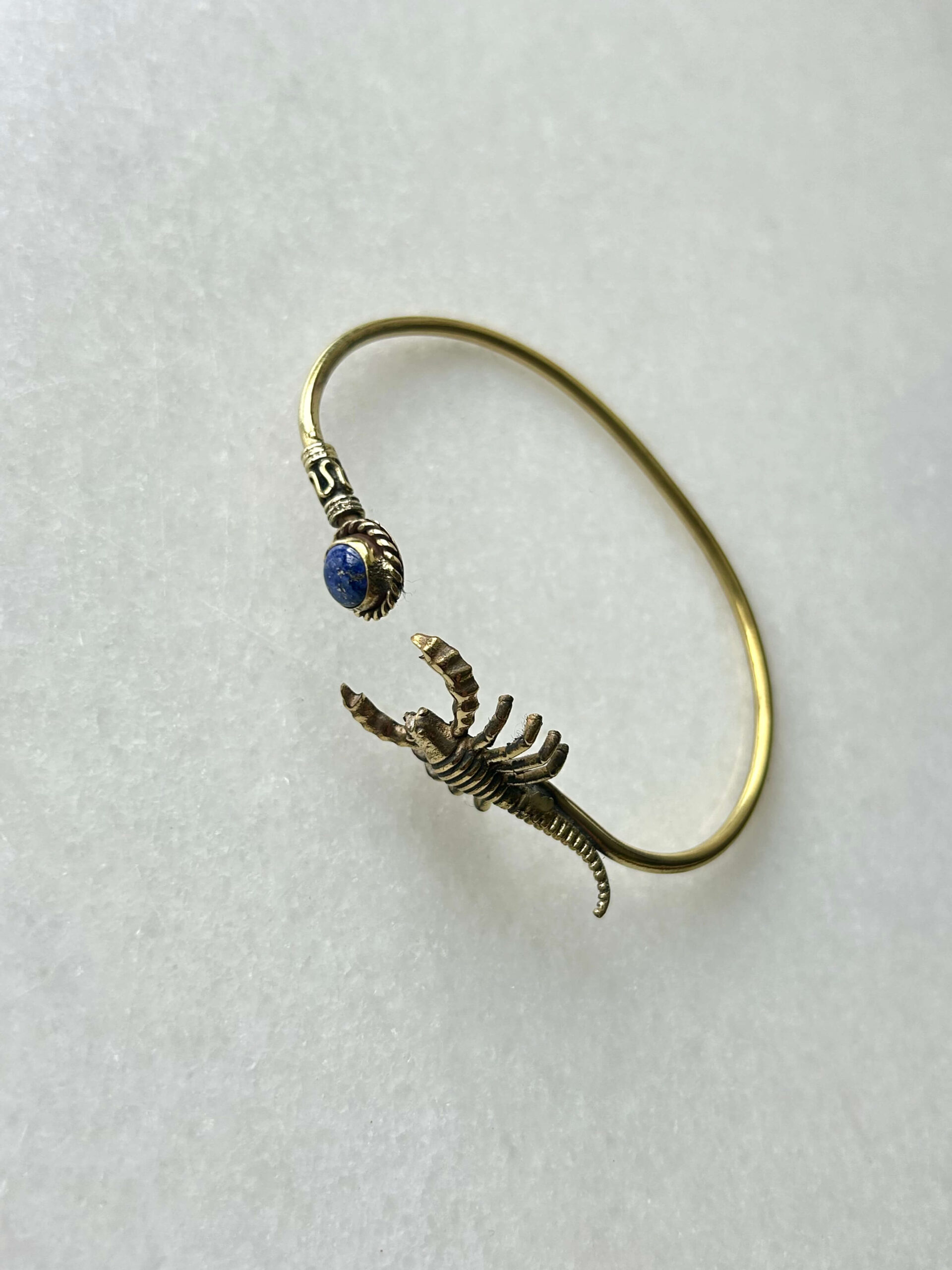 Scorpion Brass Cuff Bracelet With Lapis Stone - Image 2