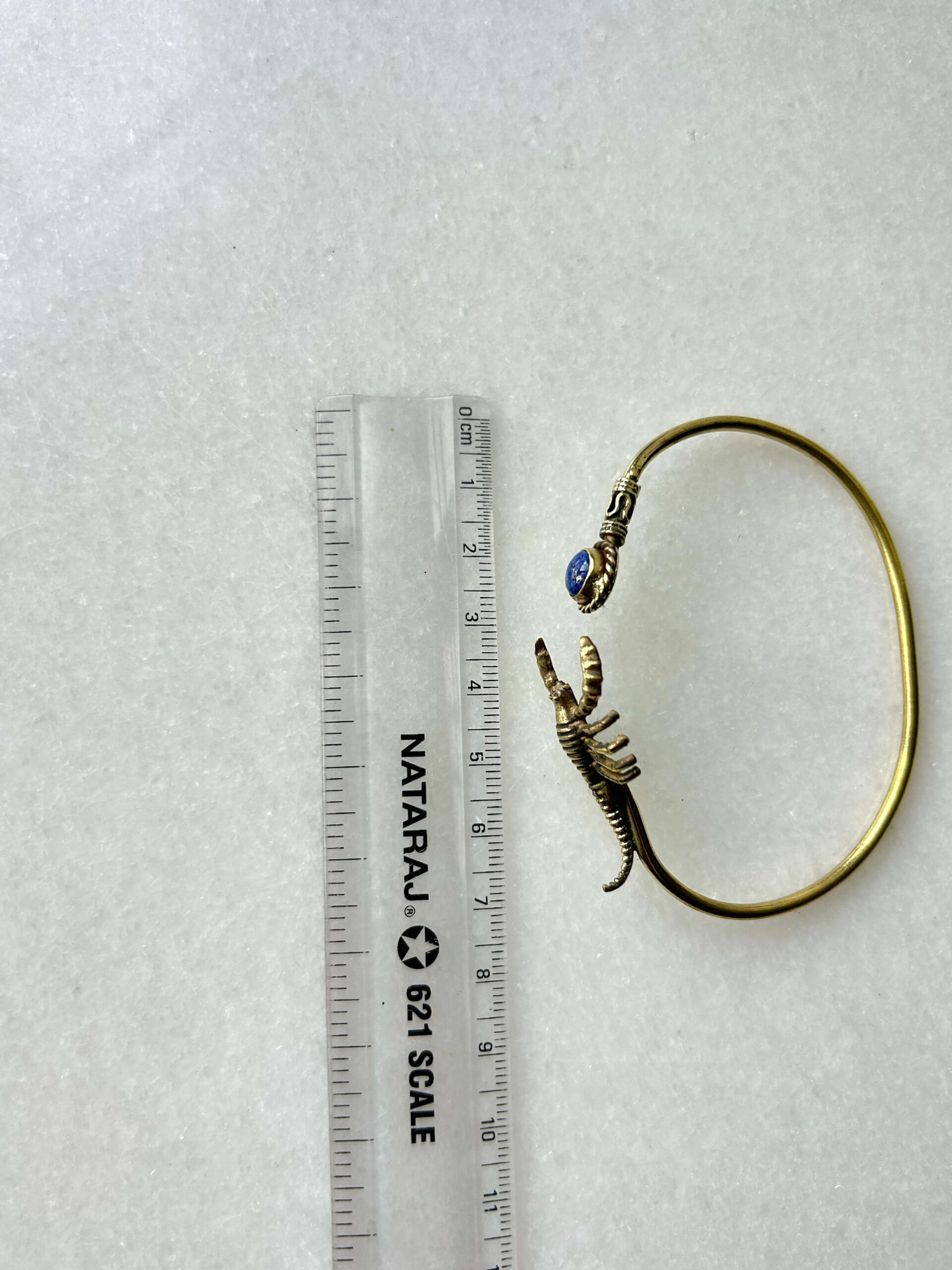Scorpion Brass Cuff Bracelet With Lapis Stone - Image 3