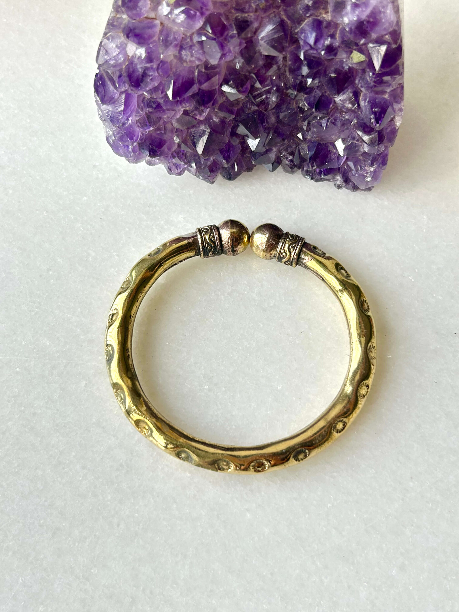Textured Hollow Brass Cuff Bracelet