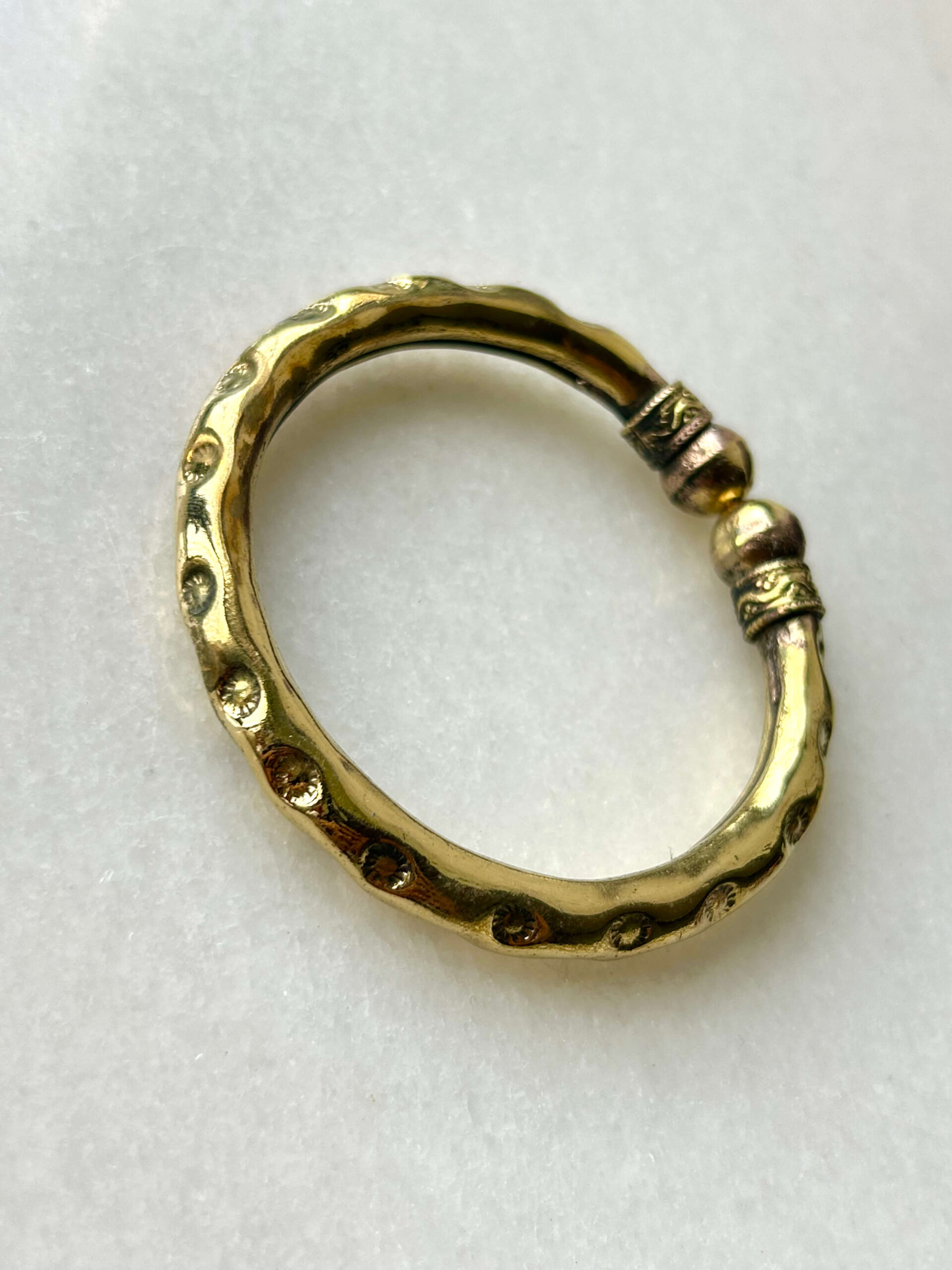 Textured Hollow Brass Cuff Bracelet - Image 2