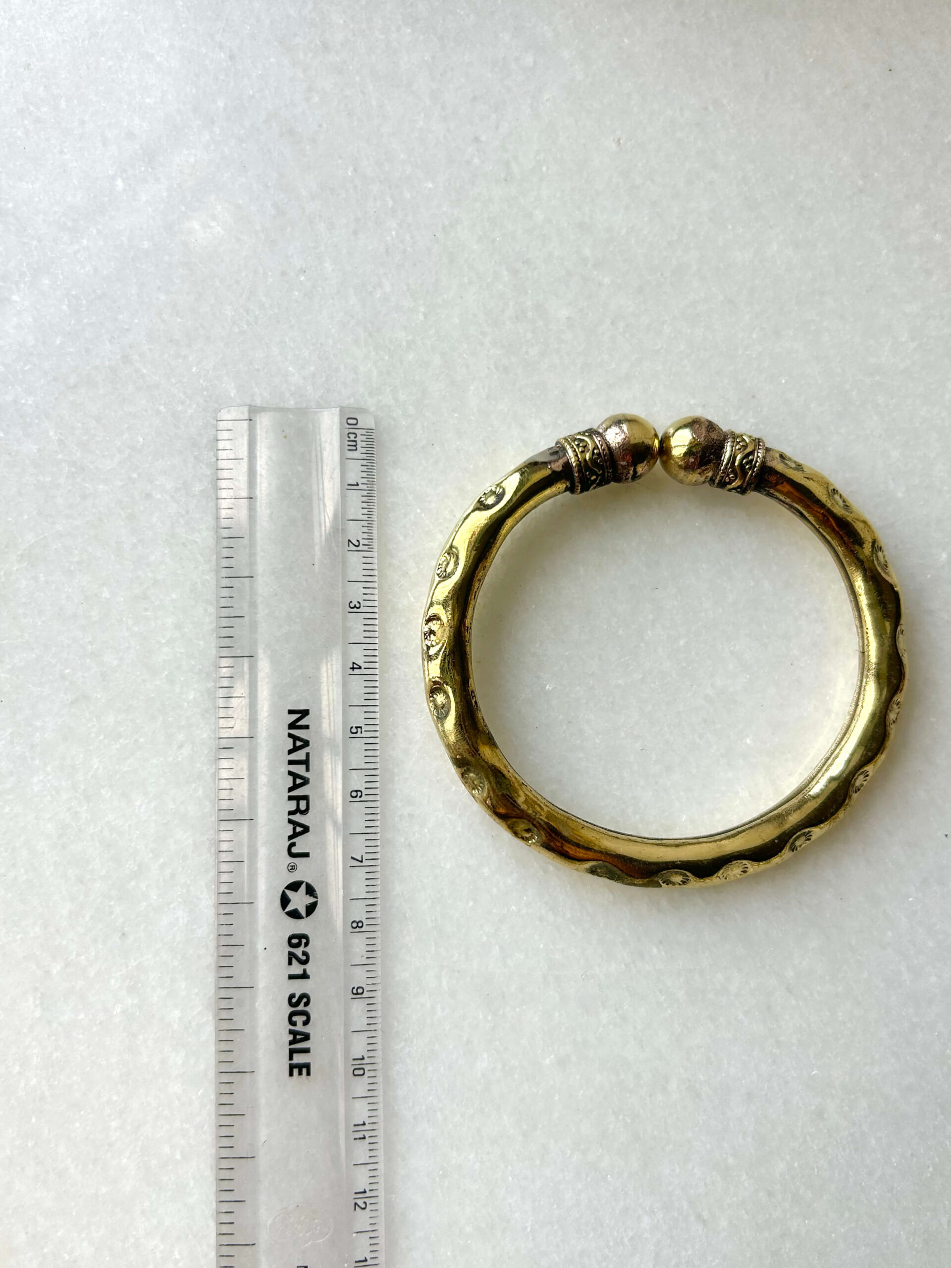 Textured Hollow Brass Cuff Bracelet - Image 3