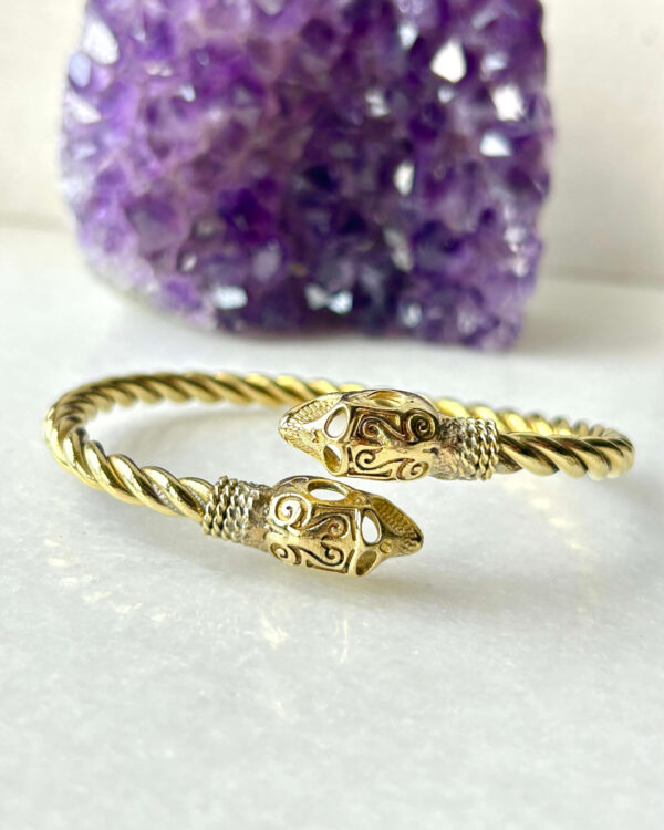 Skull Head Brass Cuff Bracelet
