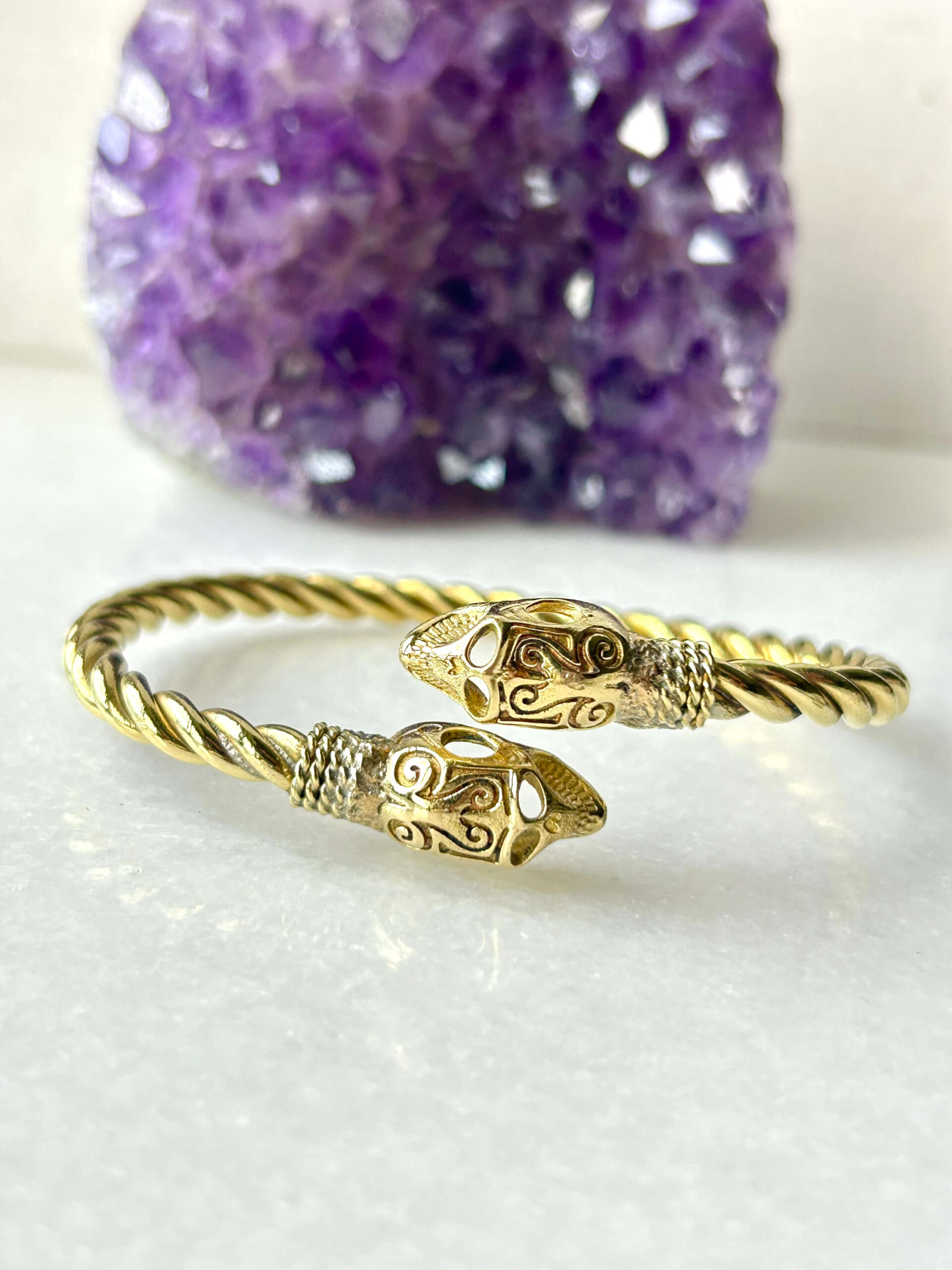 Skull Head Brass Cuff Bracelet