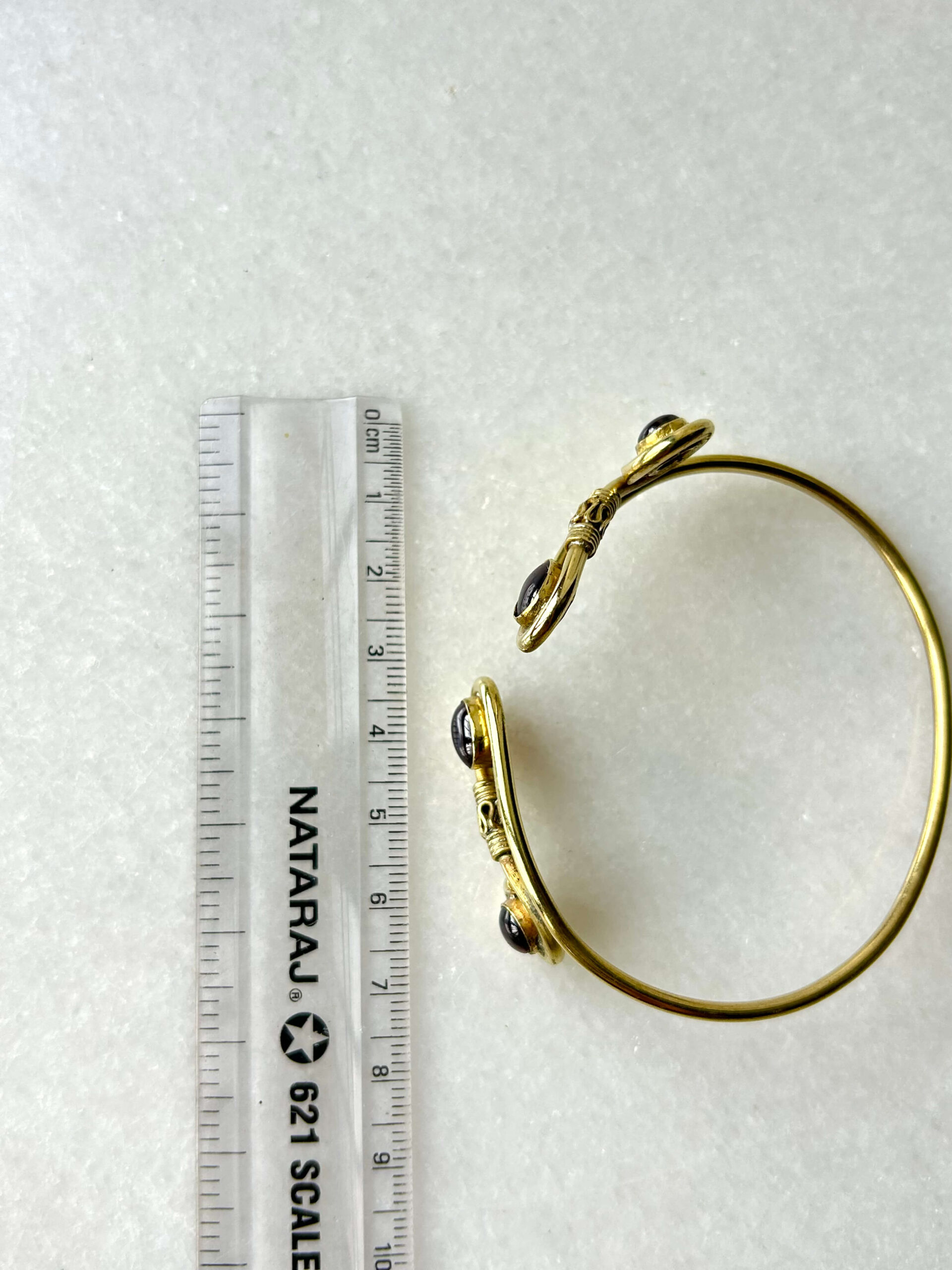 Multiple Spiral Brass Cuff Bracelet With Natural Stones - Image 3