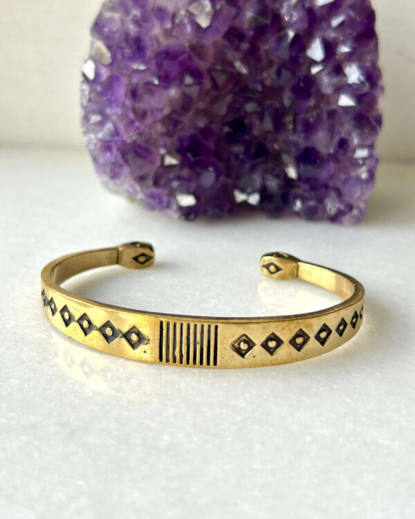 Geometric Tribal Brass Cuff Bracelet