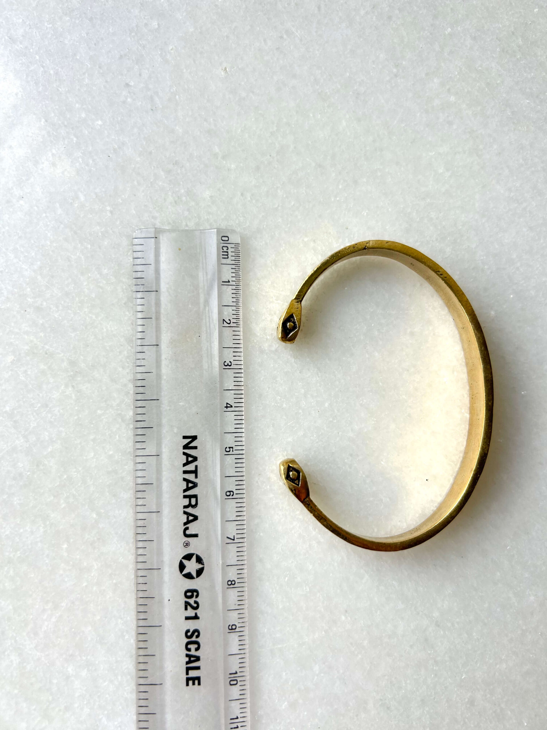 Geometric Tribal Brass Cuff Bracelet - Image 3
