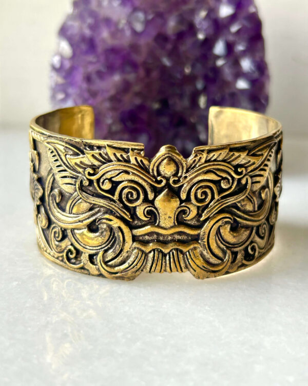 Ornate Tribal Brass Cuff Bracelet