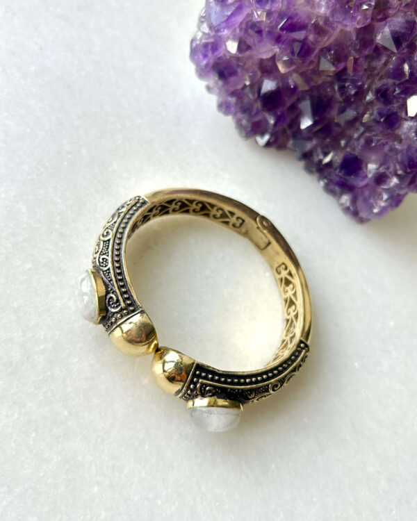 Moonstone Tribal Brass Cuff Bracelet