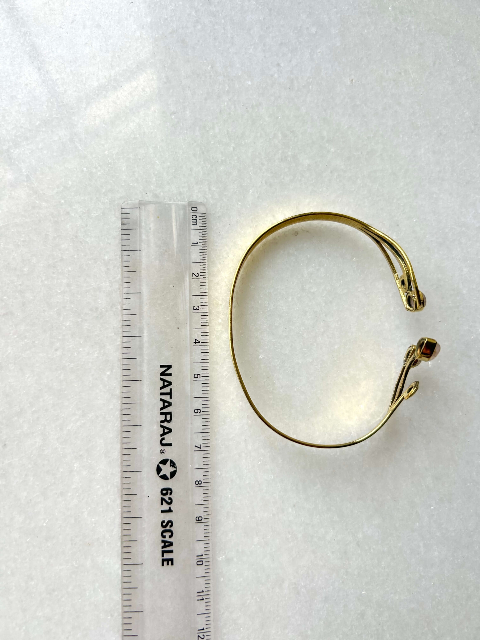 Swirl Brass Cuff Bracelet With Natural Stones - Image 3