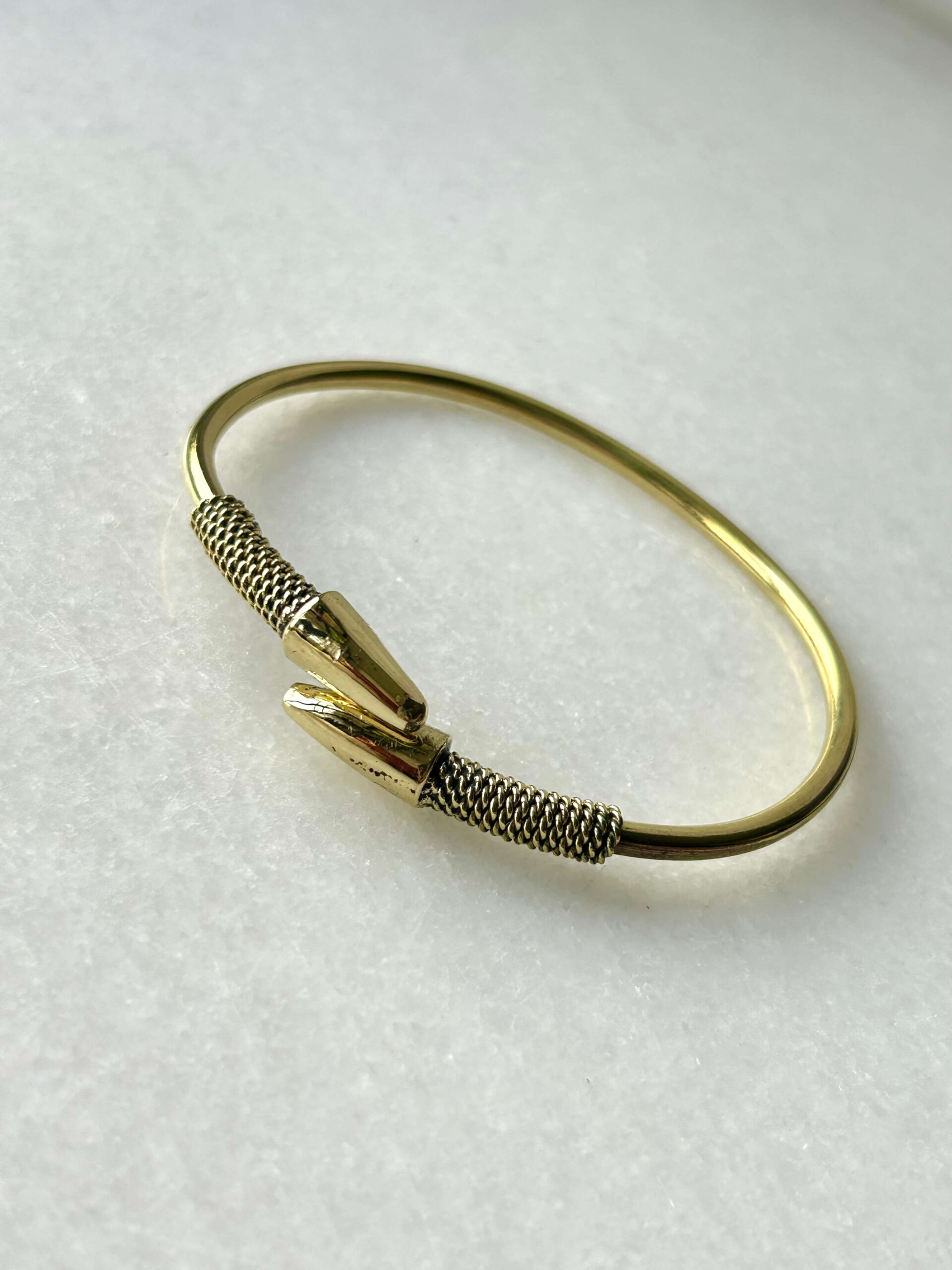 Minimalist Nail Brass Cuff Bracelet - Image 2