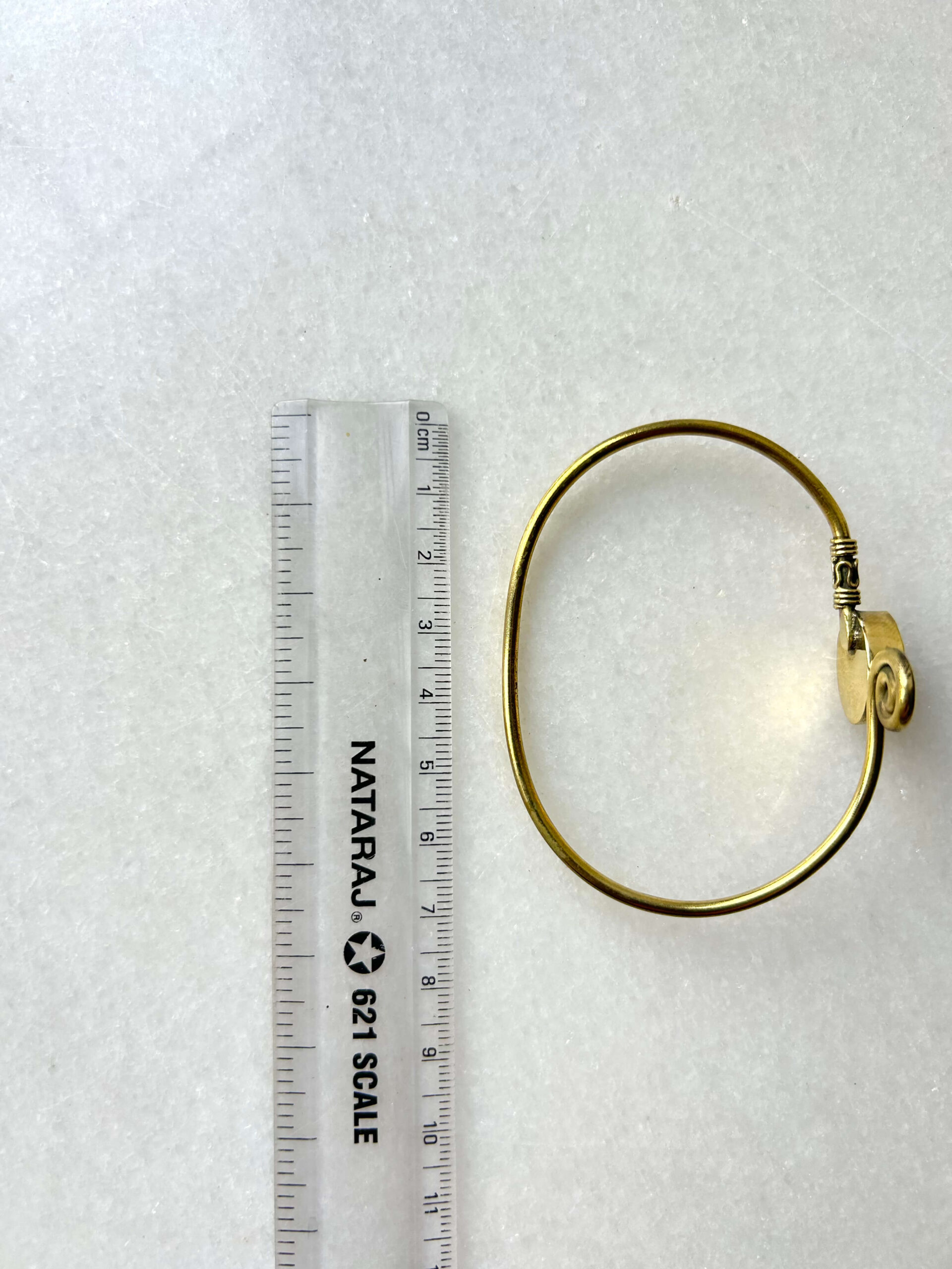 Spiral Motif Brass Cuff Bracelet With Shiva Eye - Image 3