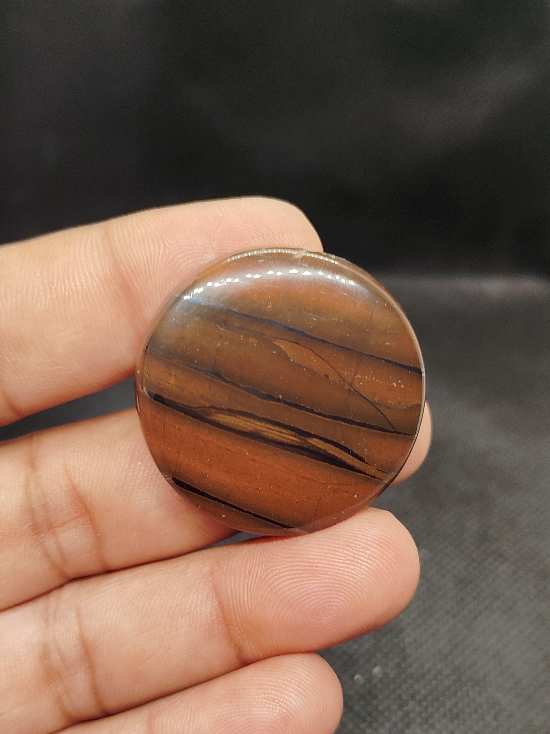 36mm Iron Tiger Eye Cabochon – Round Shape