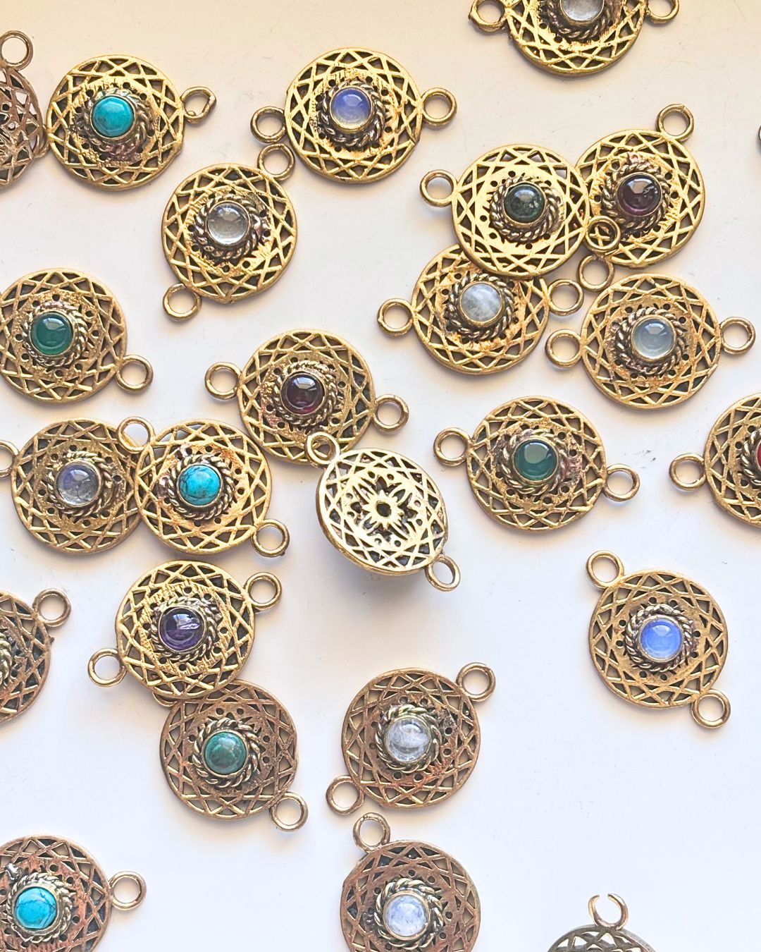 Cutwork Mandala Brass Gemstone Connectors - Image 4