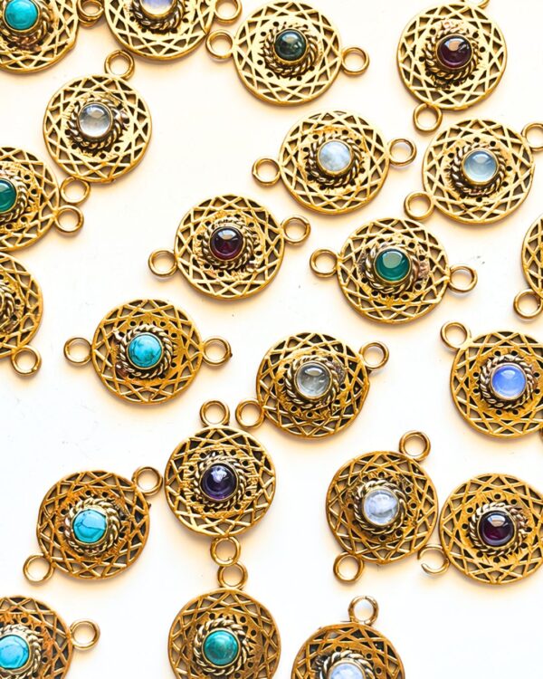 Cutwork Mandala Brass Gemstone Connectors