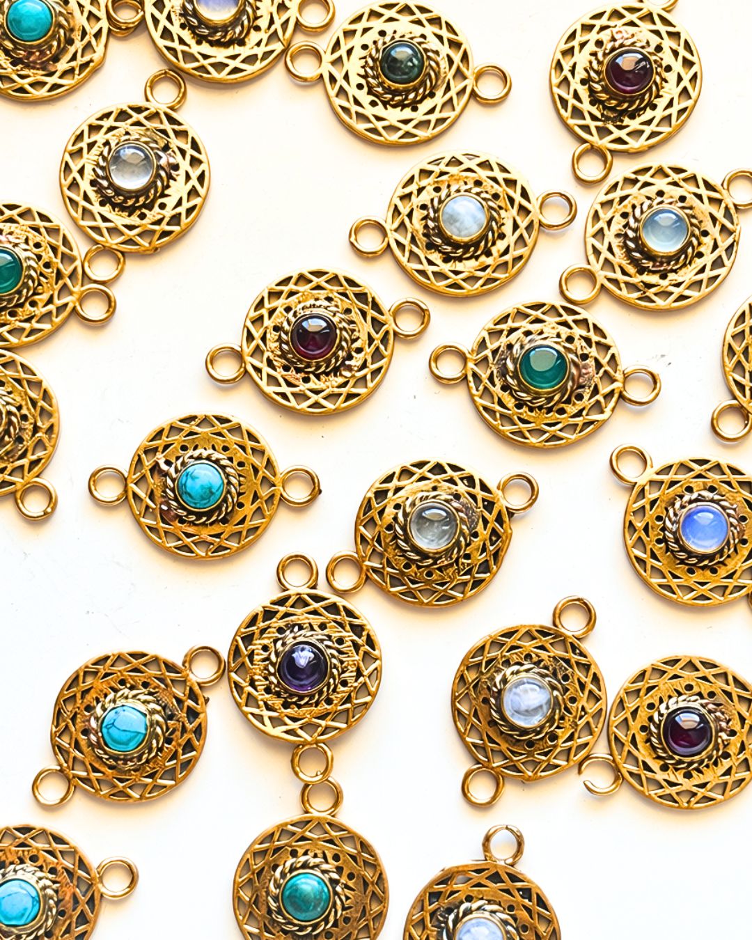 Cutwork Mandala Brass Gemstone Connectors