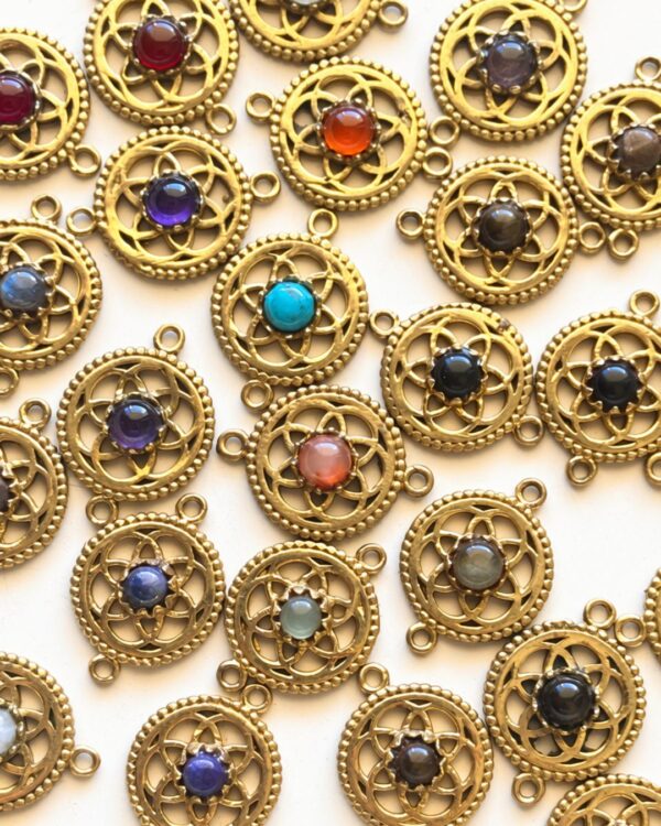 Dotted Circle of Life Mandala Brass Gemstone Connectors