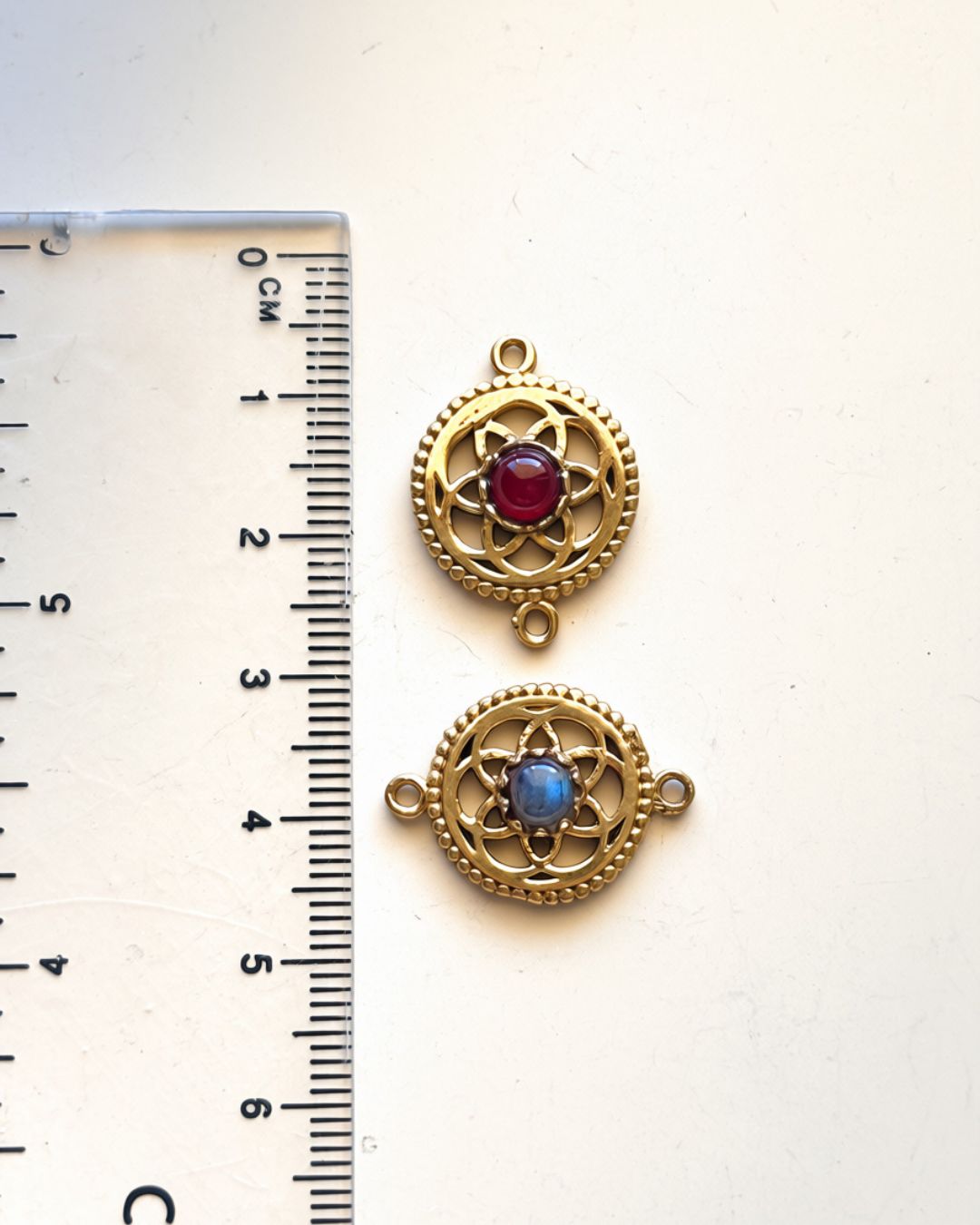 Dotted Circle of Life Mandala Brass Gemstone Connectors - Image 5