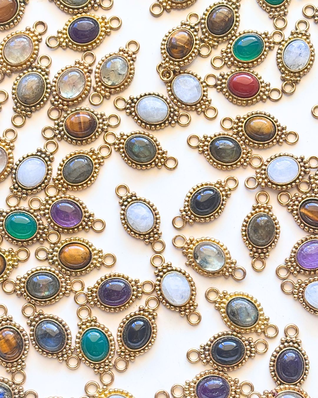 Large Oval Brass Gemstone Connector – 29×14mm - Image 4