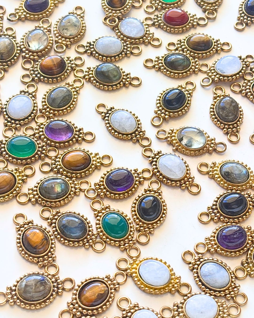 Large Oval Brass Gemstone Connector – 29×14mm - Image 3