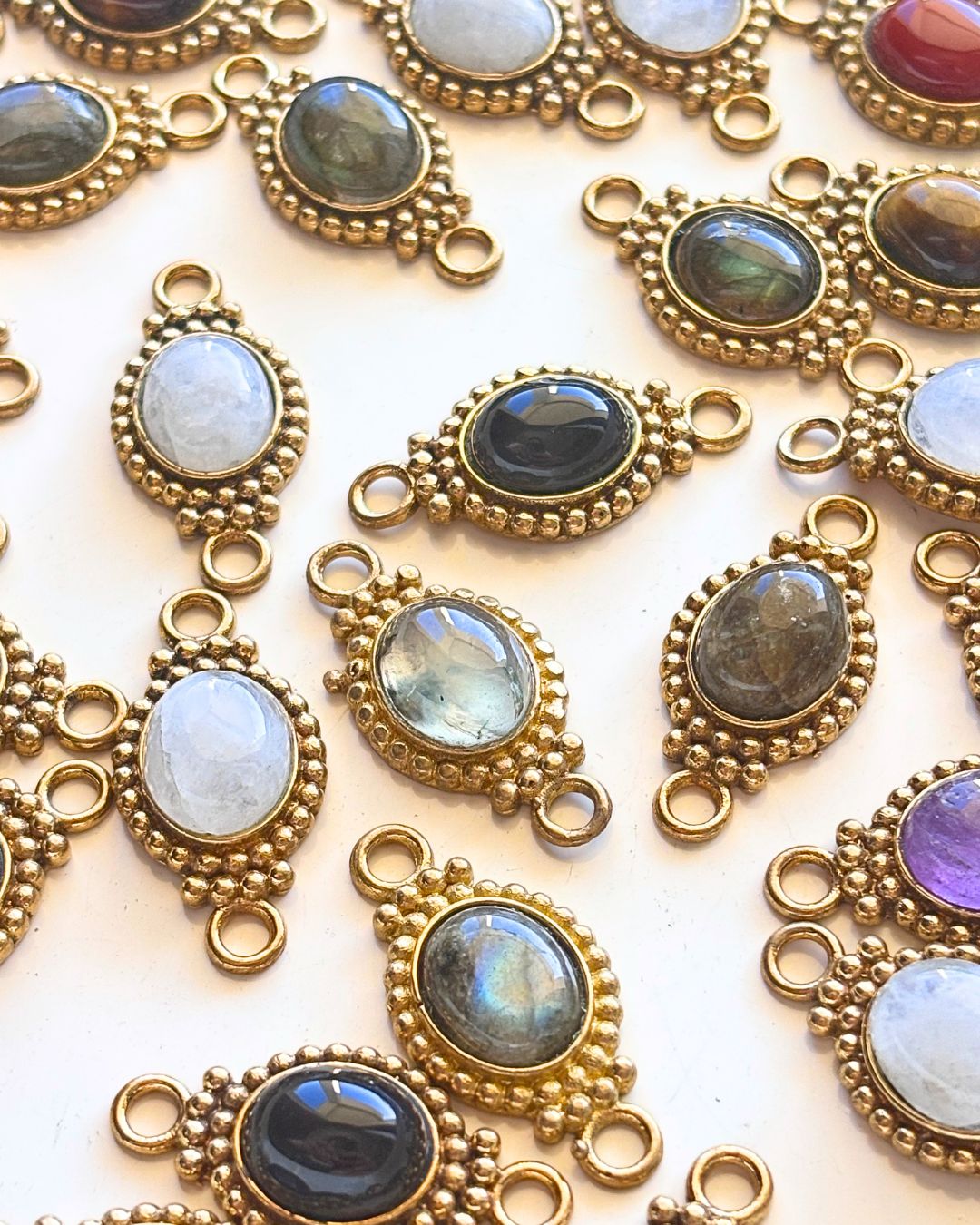 Large Oval Brass Gemstone Connector – 29×14mm - Image 2