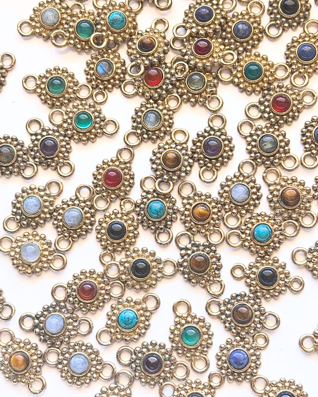 Flower Brass Gemstone Connectors