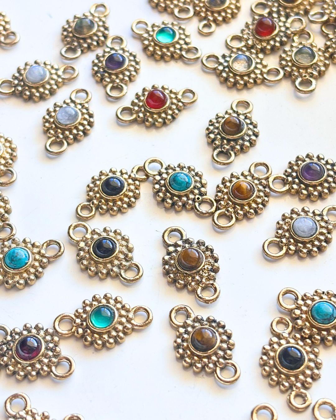Flower Brass Gemstone Connectors - Image 3
