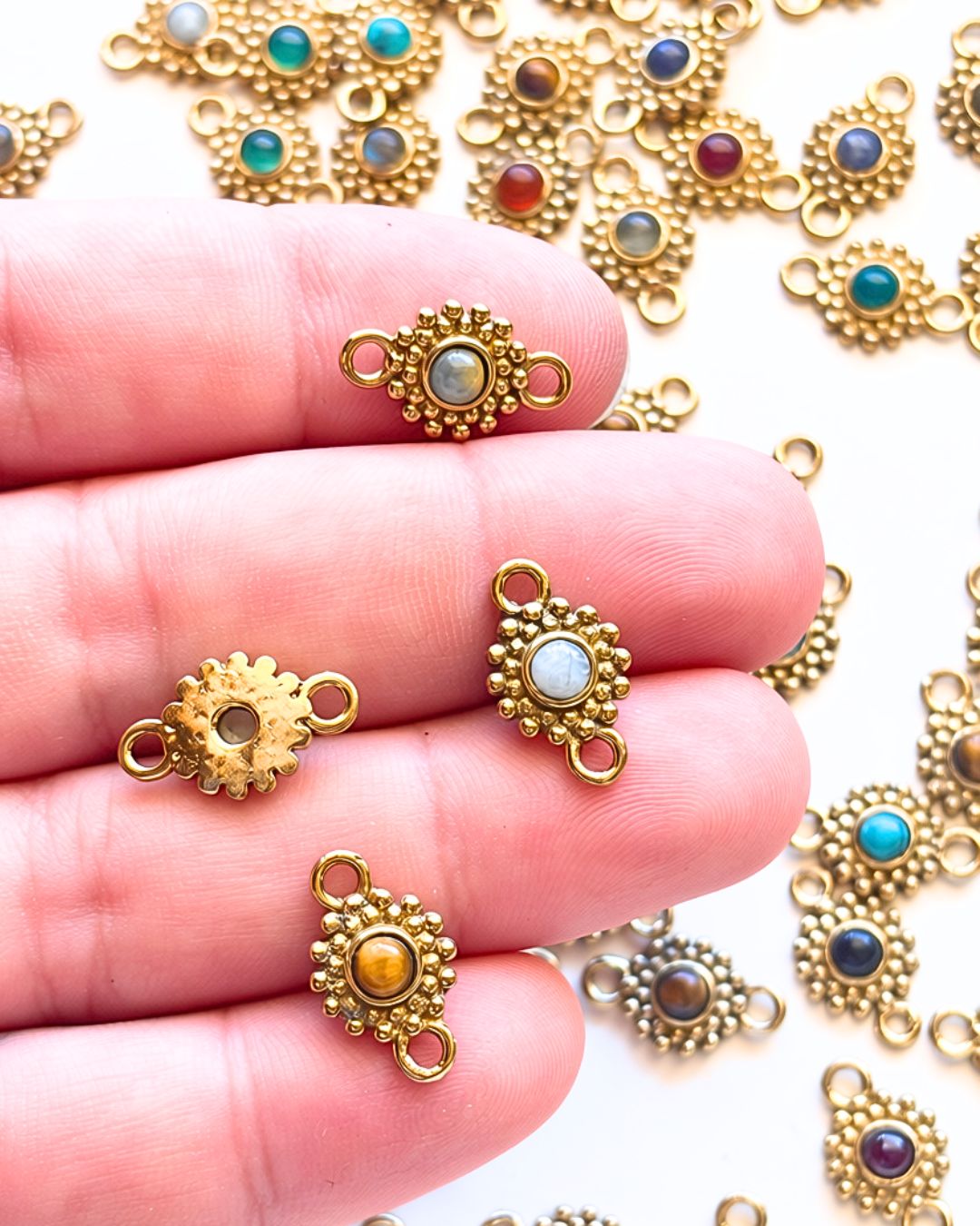 Flower Brass Gemstone Connectors - Image 5