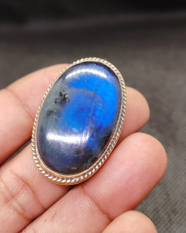 40mm Polished Labradorite Cabochon with Groove