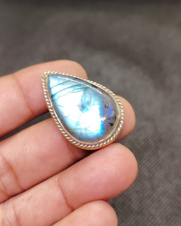 33mm Natural Labradorite with Groove