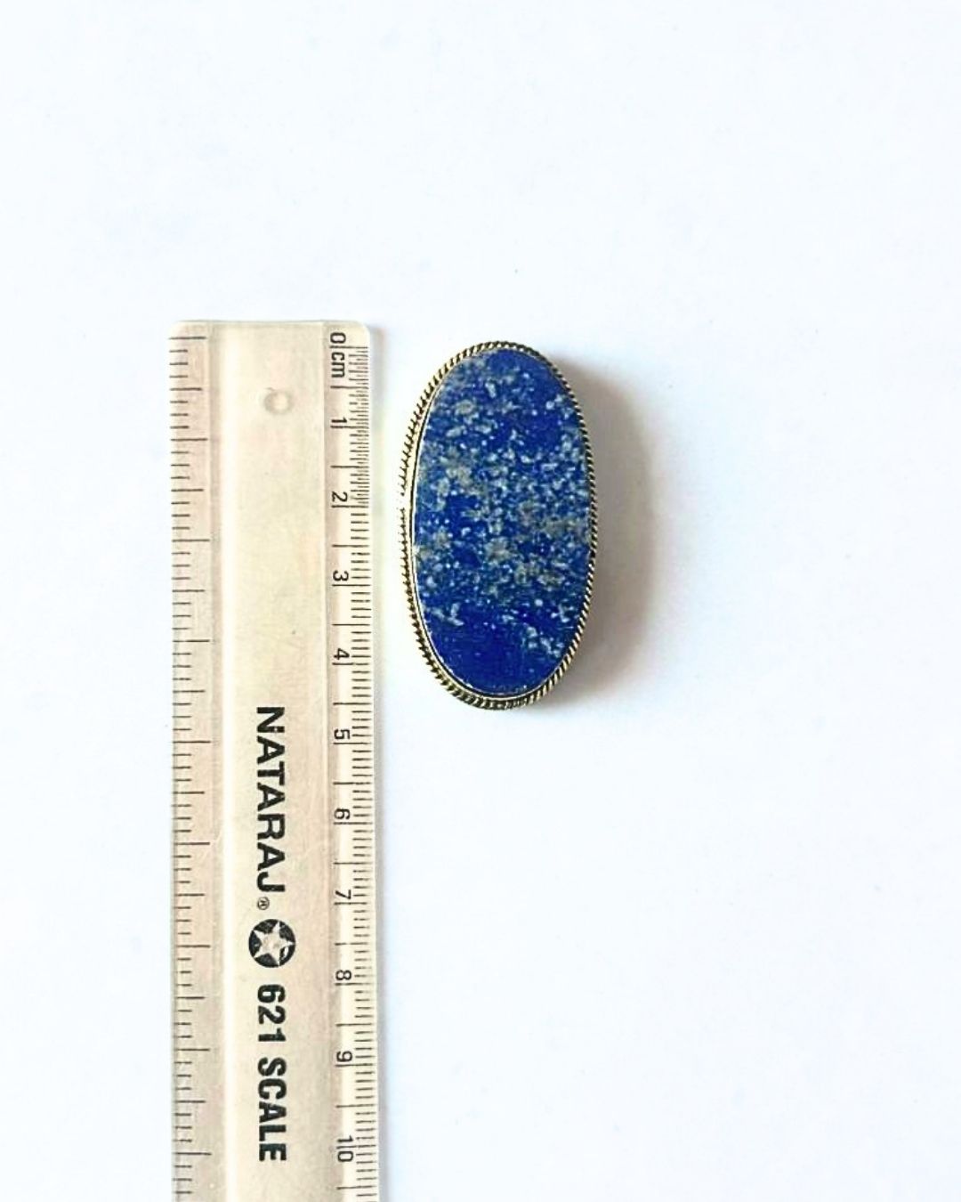 46mm Lapis Lazuli Grooved Stone with Brass Groove